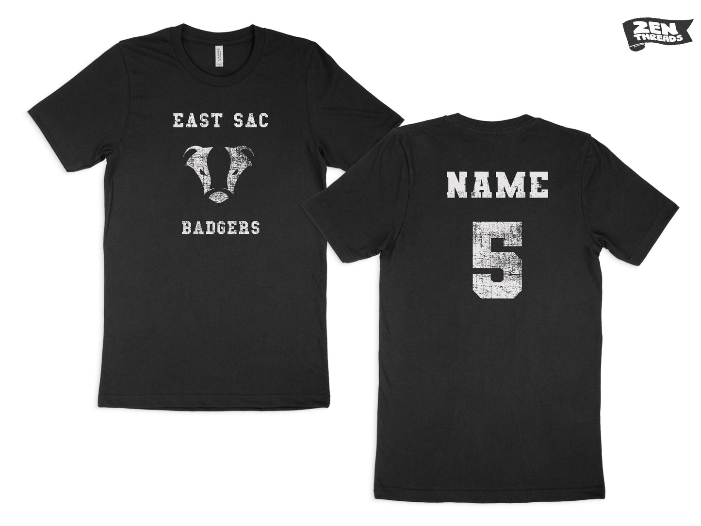 East Sac BADGERS Distressed Print Bella Canvas Unisex Tee