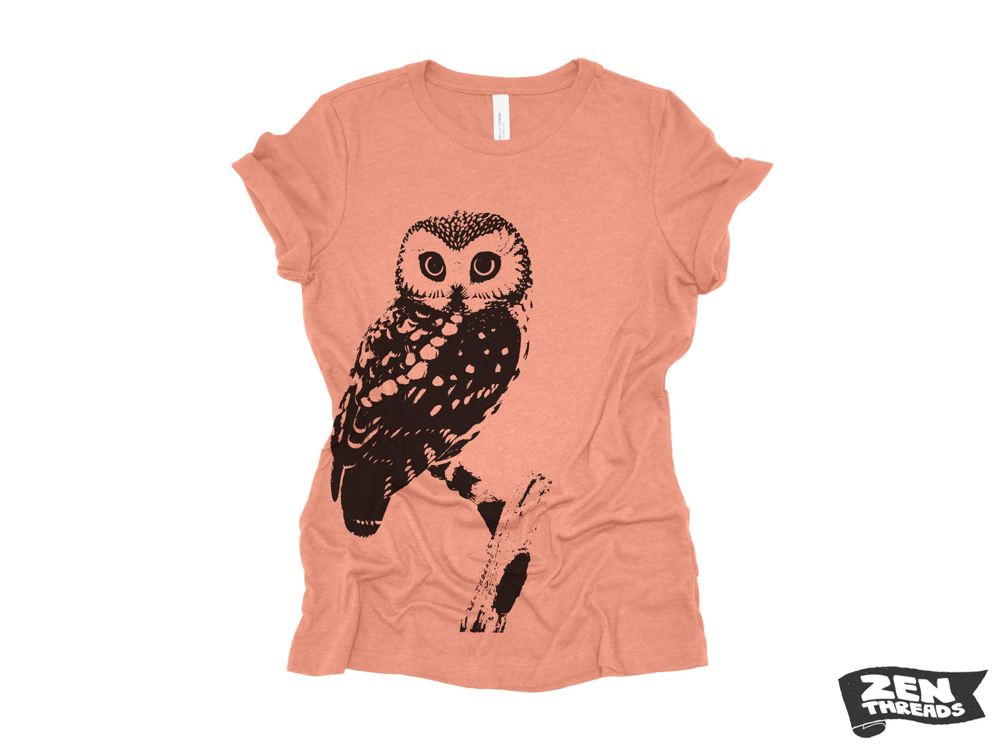 Womens OWL vintage soft eco print relaxed fit ladies boyfriend T-Shirt (+ Colors) custom bird watching forest hiking camping nature animal
