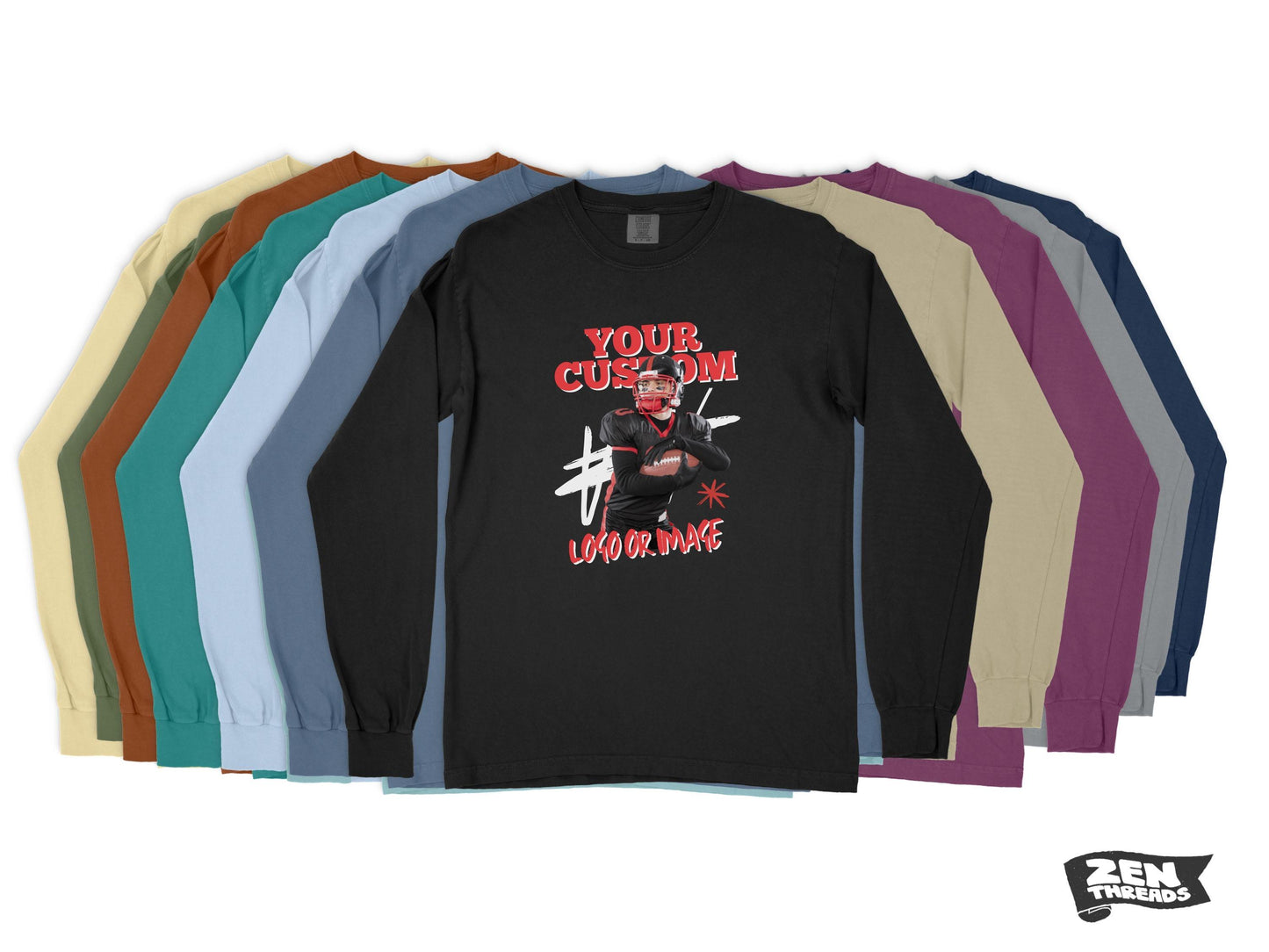 Long Sleeve Comfort Colors - CUSTOM PRINT Any Art Design Logo Full Color unisex mens womens t-shirt eco tee personalized photo team business