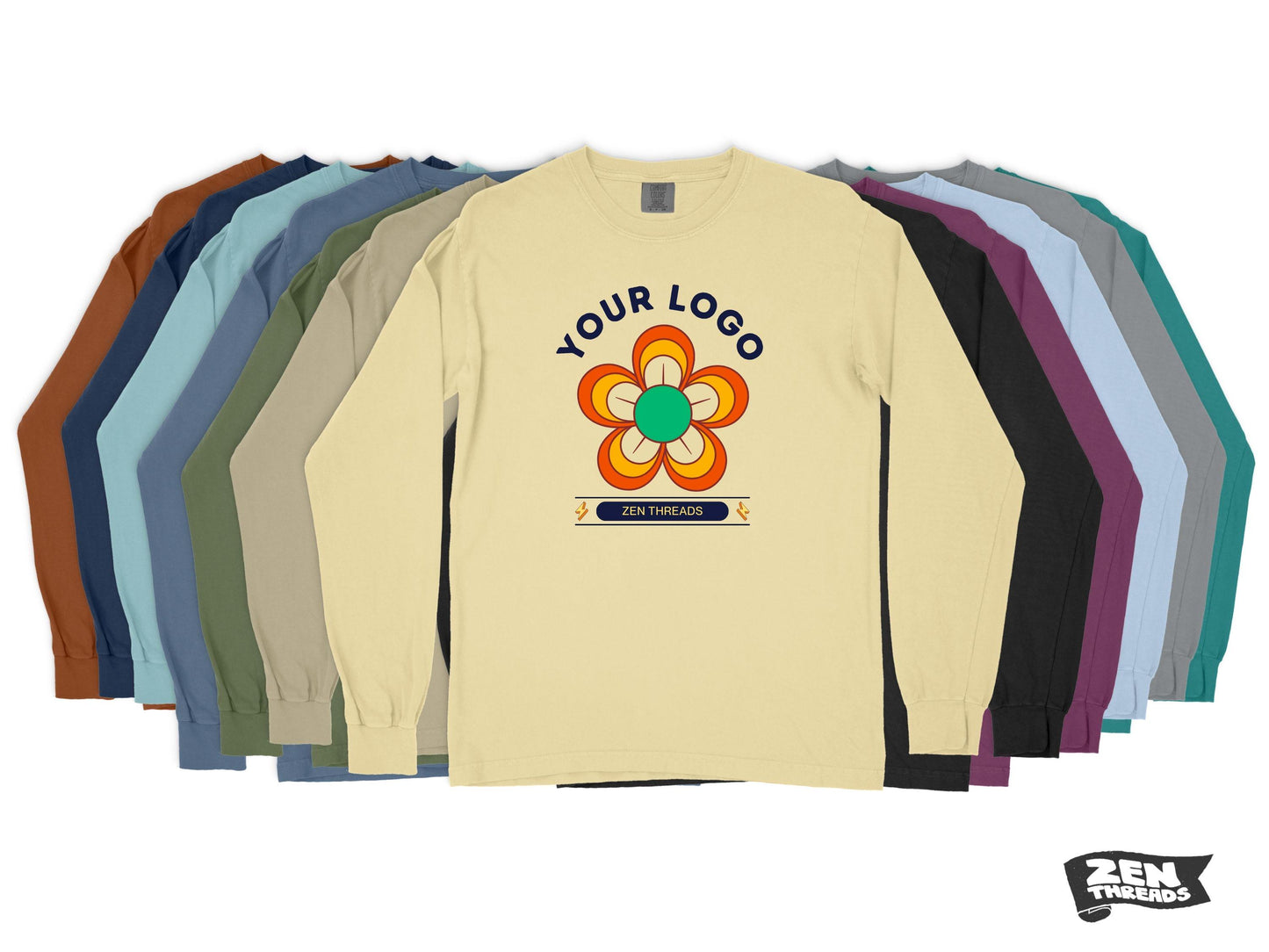 Long Sleeve Comfort Colors - CUSTOM PRINT Any Art Design Logo Full Color unisex mens womens t-shirt eco tee personalized photo team business