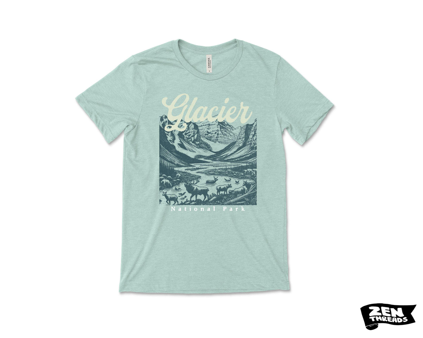 Glacier National Park T-Shirt: Unisex Bella Canvas Hiking Tee