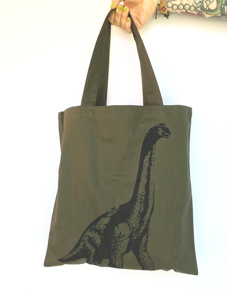 DINOSAUR Eco-Friendly Market Tote Bag Eco printed brontosaurus jurassic (Ships FREE!)