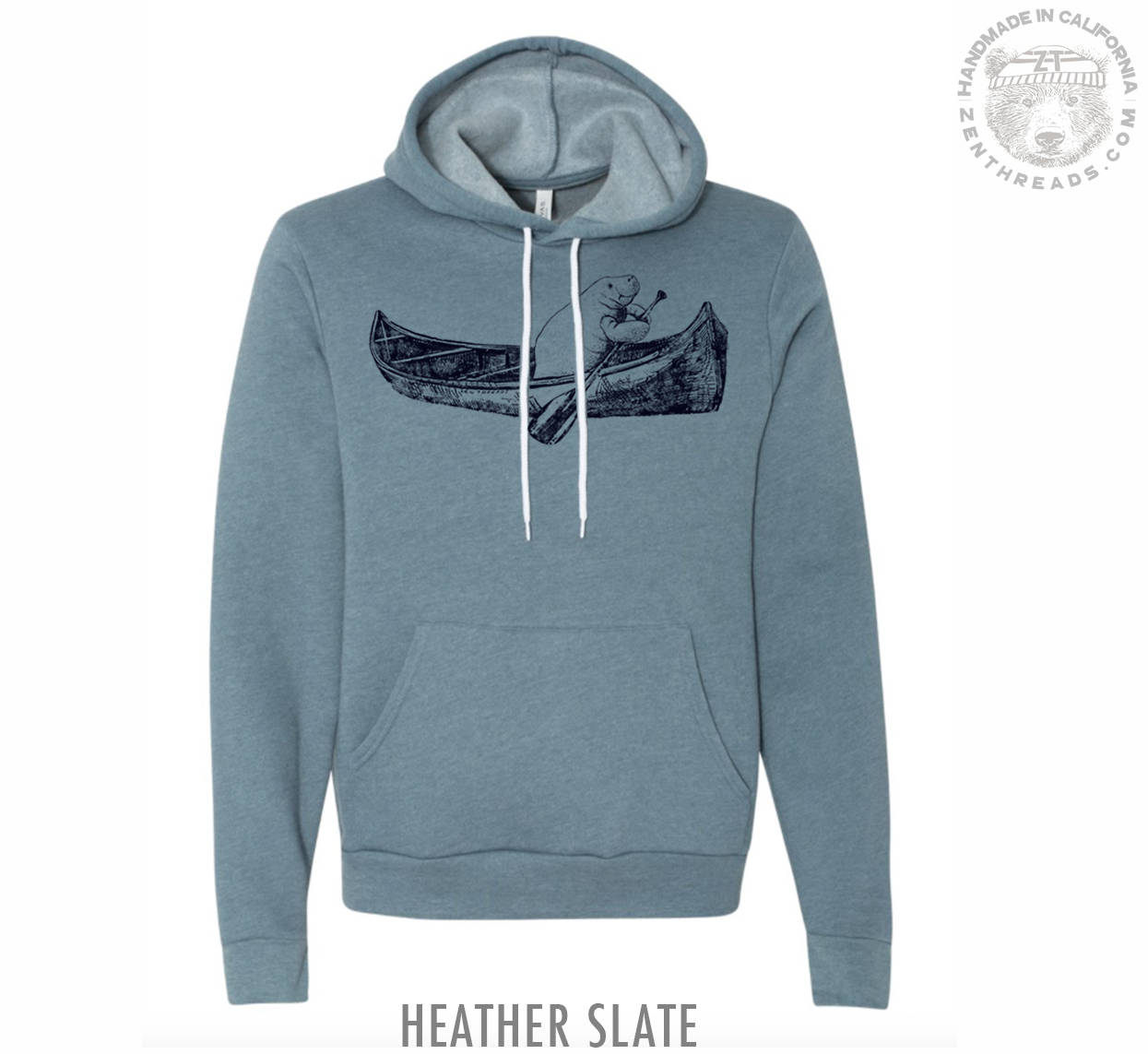 Unisex Pullover Hoody MANATEE (in a Canoe) Soft Fleece Sweatshirt screen printed (More Colors)