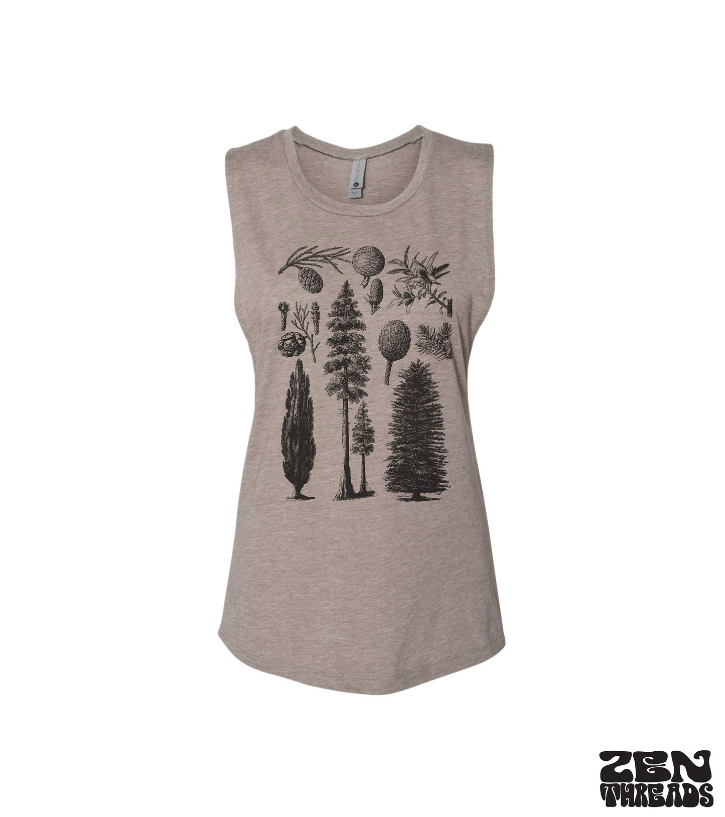 Womens PINES Muscle Tank workout fitness tee Pine Trees Nature Lover Hiking t-shirt redwoods forest camping outdoors yoga gym sleeveless top