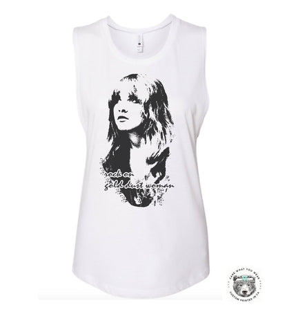 Gold Dust Woman Festival Muscle Tank workout fitness tee Bella Canvas Next Level tshirt stevie nicks fleetwood mac music gypsy music concert