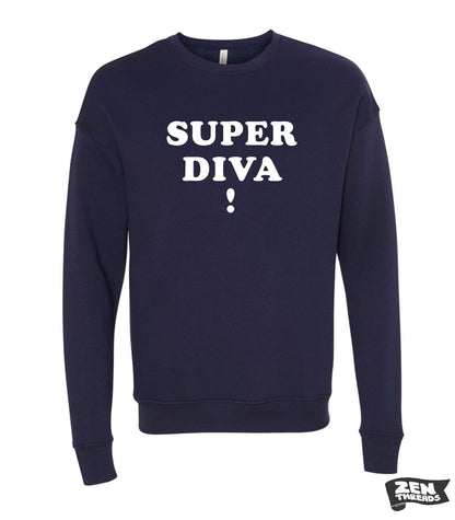 Unisex SUPER DIVA I Dissent Pullover Fleece Crew Bella Canvas Drop Shoulder Classic Sweatshirt RBG