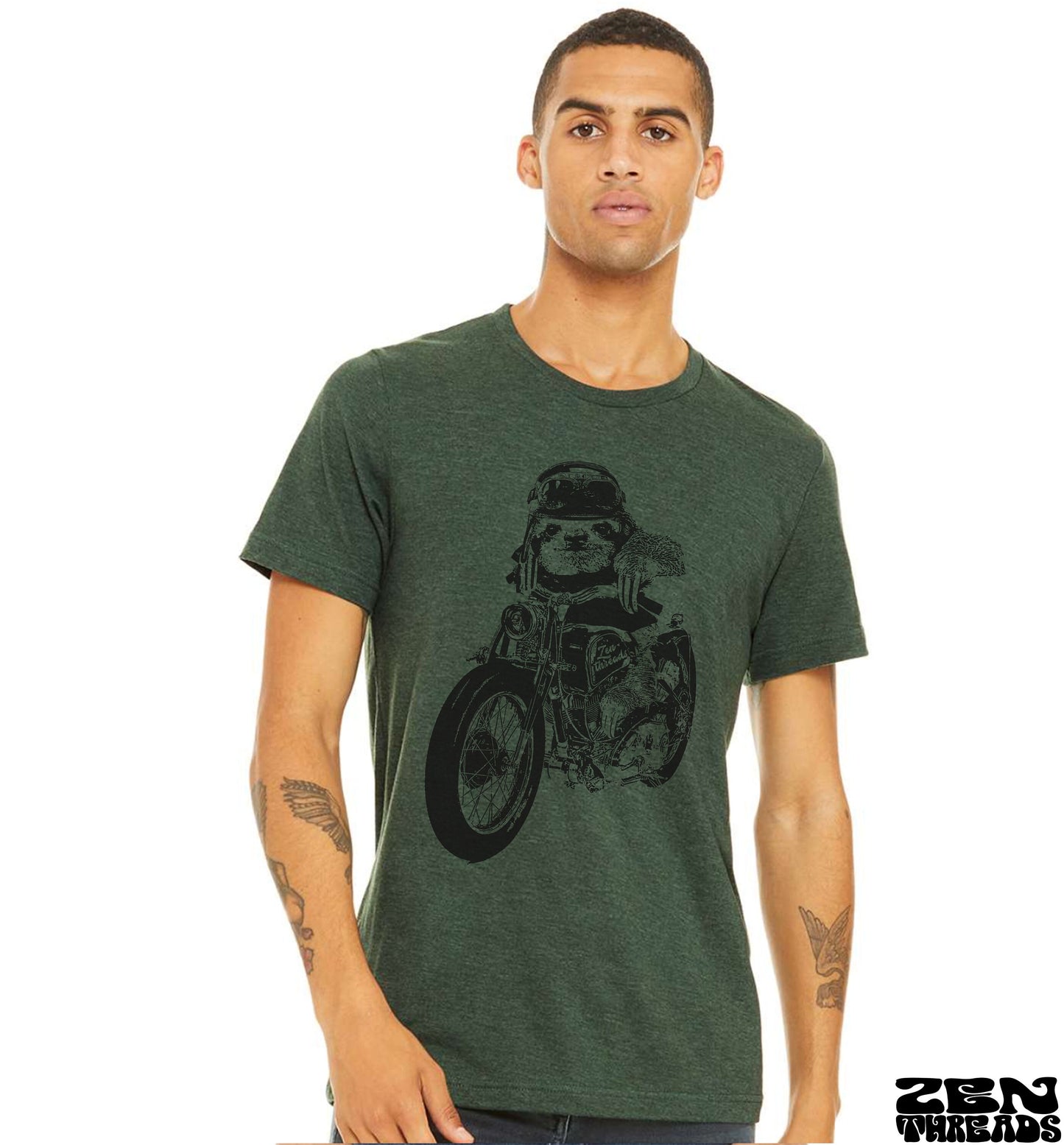 MOTO SLOTH Unisex T Shirt Bella Canvas mens women's custom color printed tee Costa Rica motorcycle bike cyclist motor