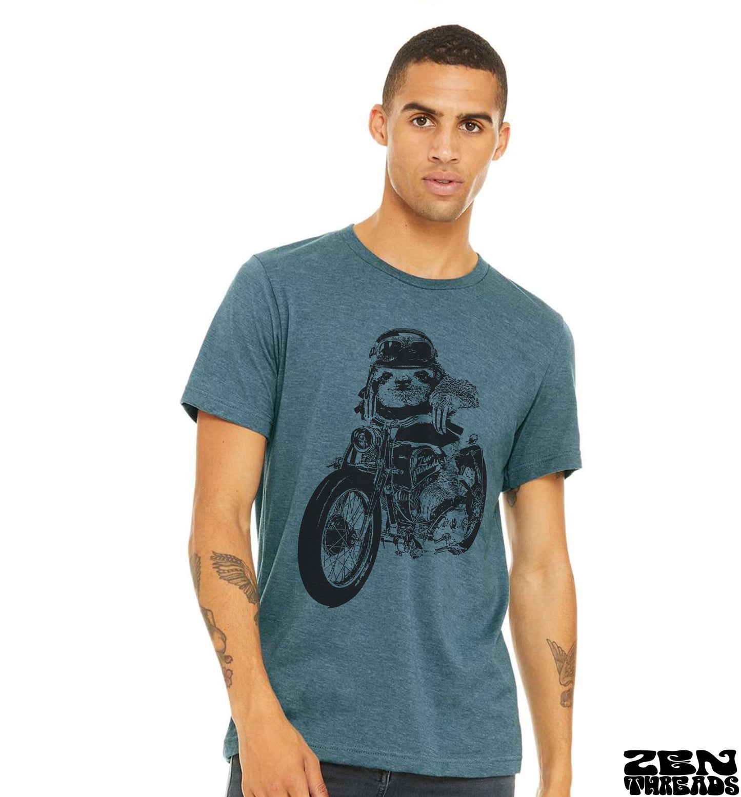 MOTO SLOTH Unisex T Shirt Bella Canvas mens women's custom color printed tee Costa Rica motorcycle bike cyclist motor