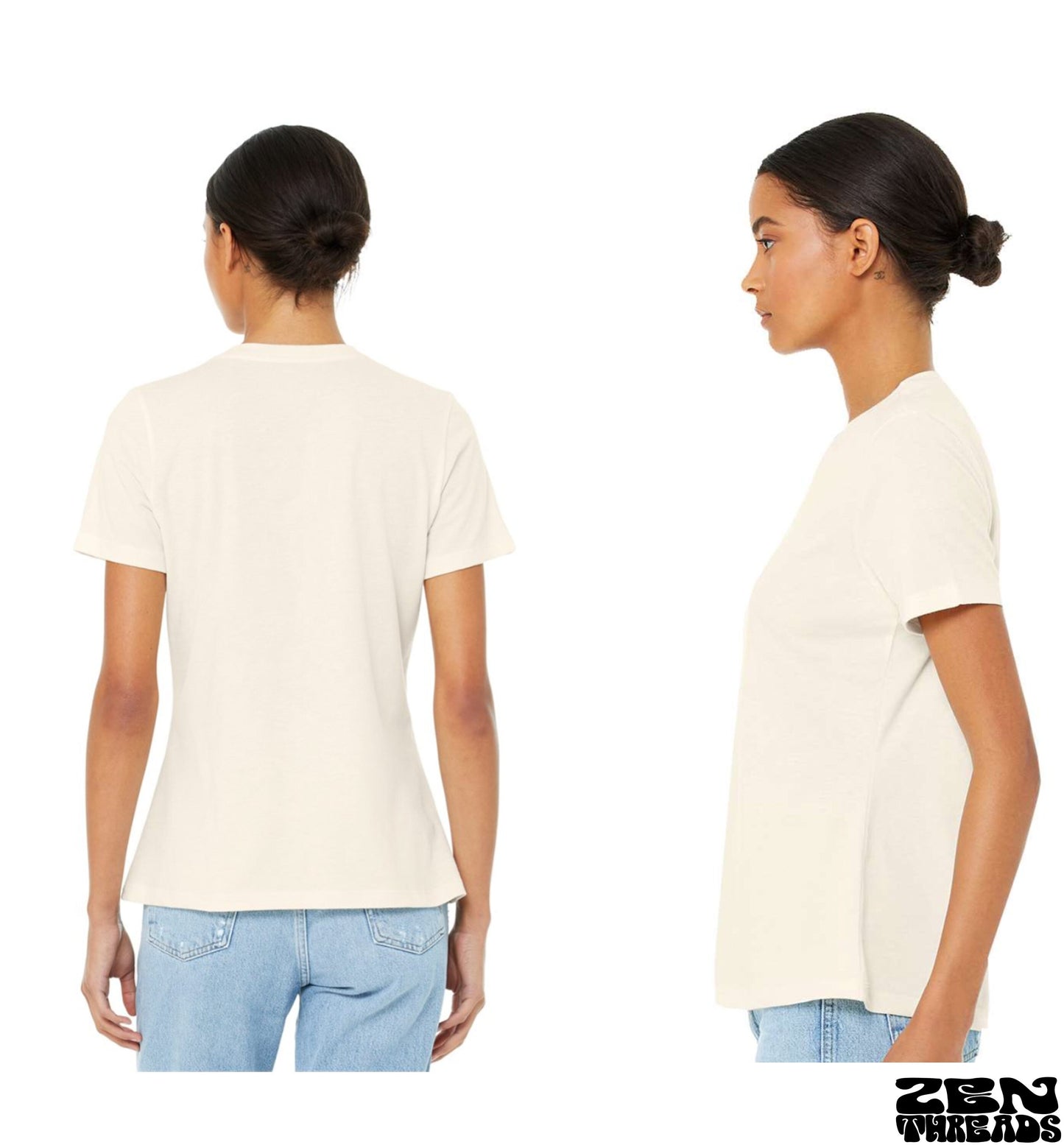 Womens Woodgrain Smiley Face relaxed jersey boyfriend are tee T-shirt Zen Threads + Bella Canvas 6400 eco soft print nature lover