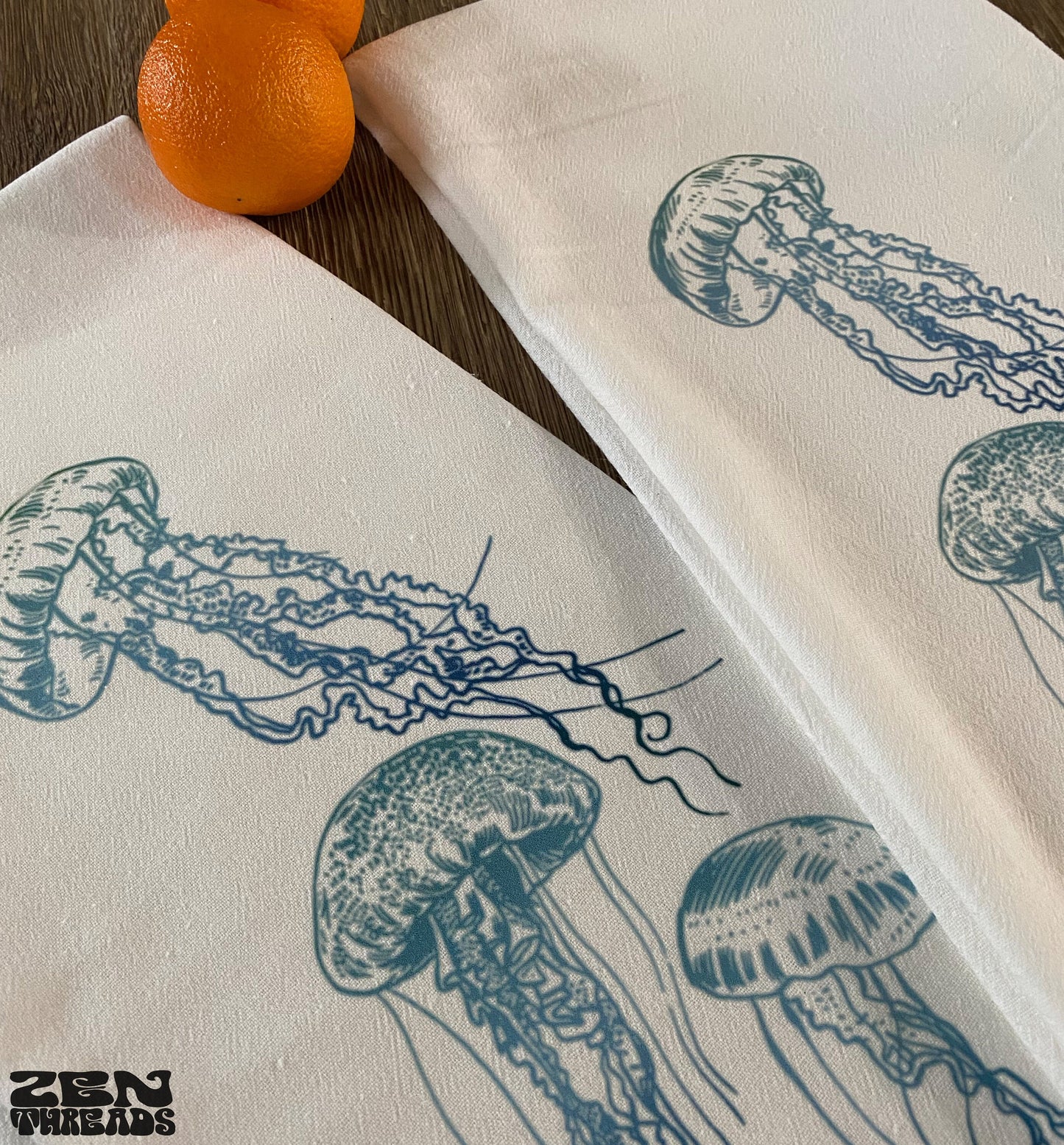 Jellyfish Large Flour Sack Towel Bar Kitchen Gift Organic Natural Cotton tea towel gift