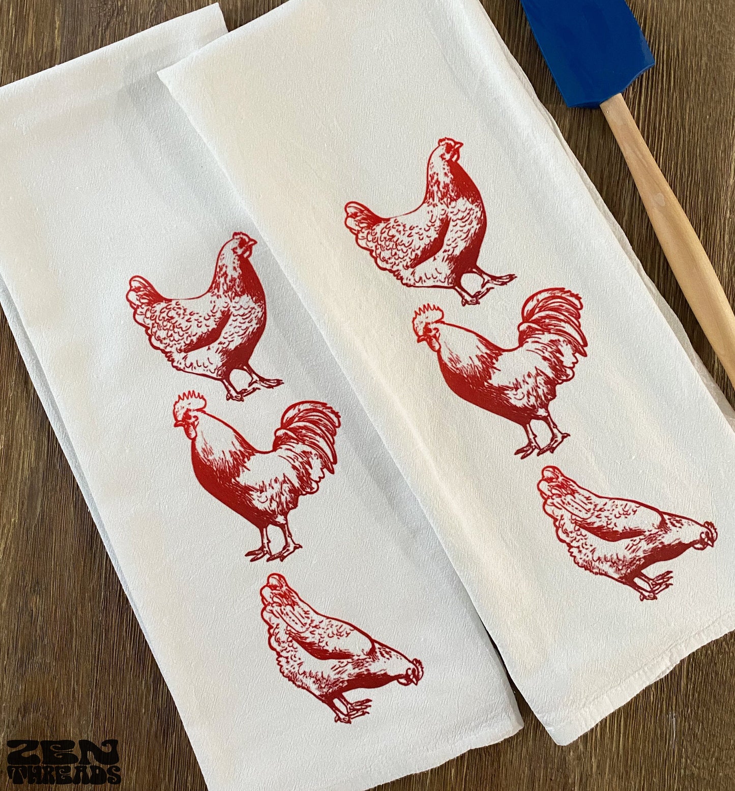 Roosters Large Flour Sack Towel birds Bar Kitchen Gift Organic Natural Cotton tea towel gift