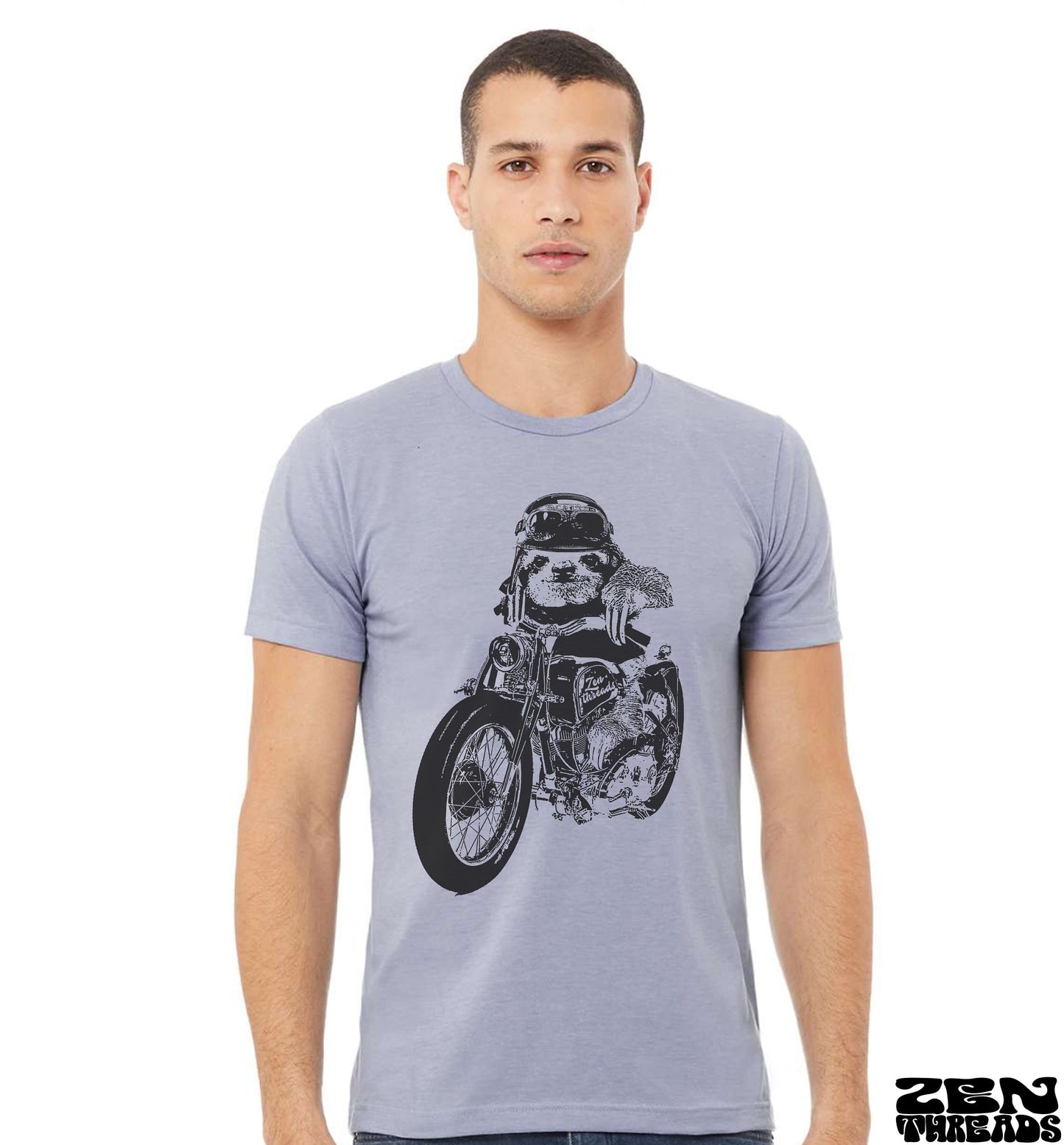 MOTO SLOTH Unisex T Shirt Bella Canvas mens women's custom color printed tee Costa Rica motorcycle bike cyclist motor