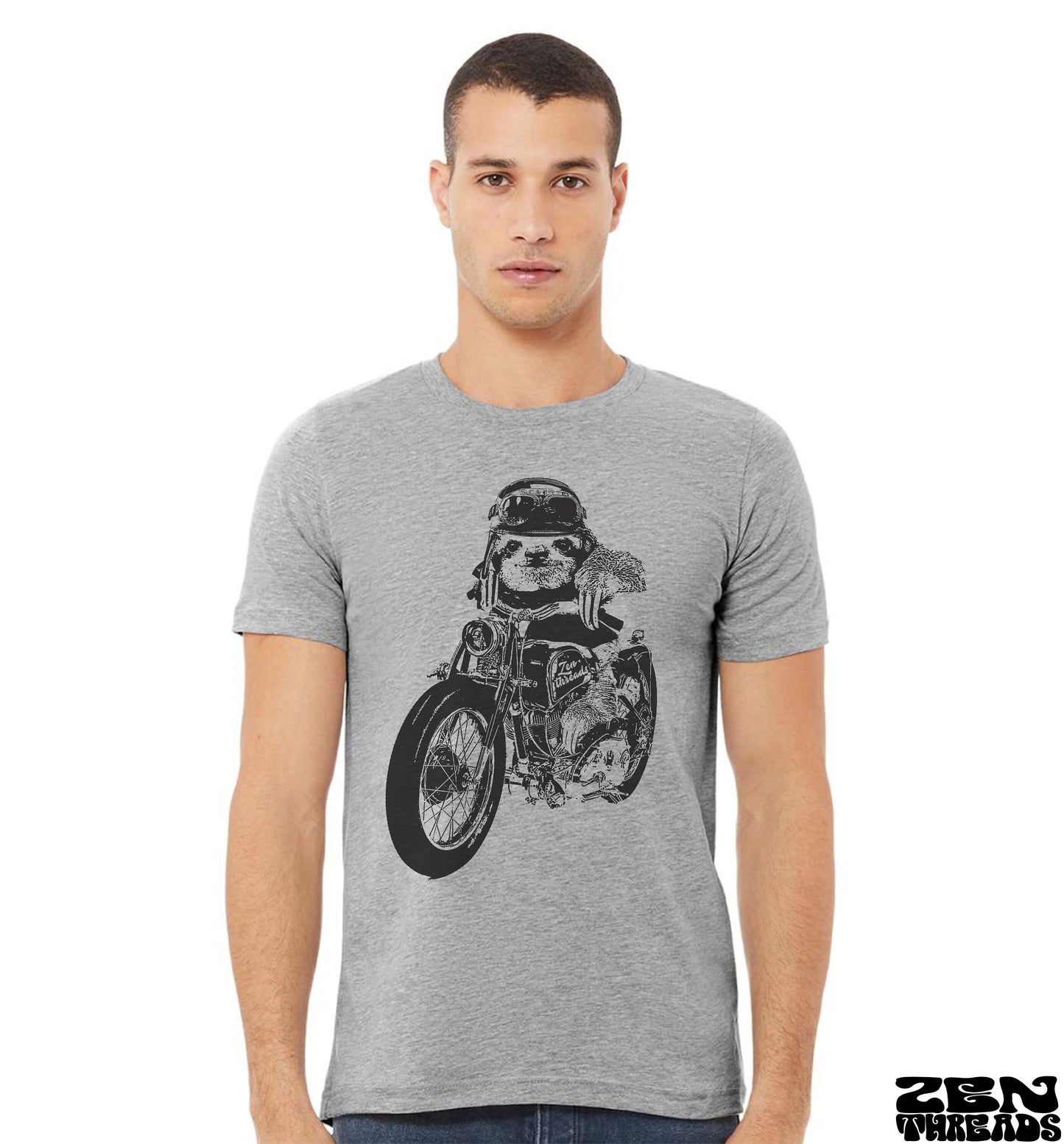 MOTO SLOTH Unisex T Shirt Bella Canvas mens women's custom color printed tee Costa Rica motorcycle bike cyclist motor