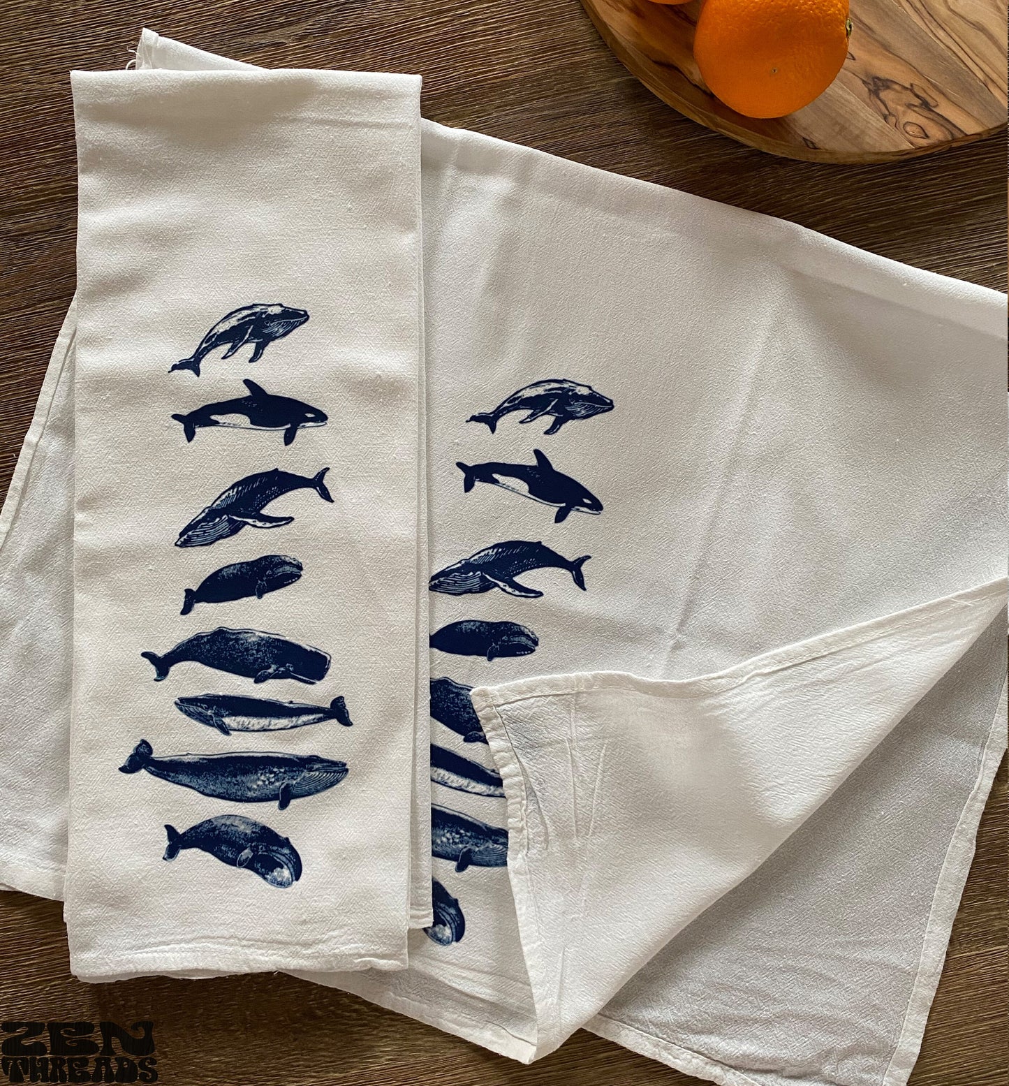 WHALES CollectionFlour Sack Kitchen Towels Flour Sack Bar Towels Natural Cotton tea towel gift