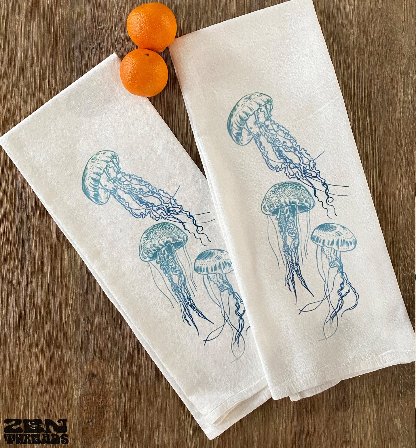 Jellyfish Large Flour Sack Towel Bar Kitchen Gift Organic Natural Cotton tea towel gift