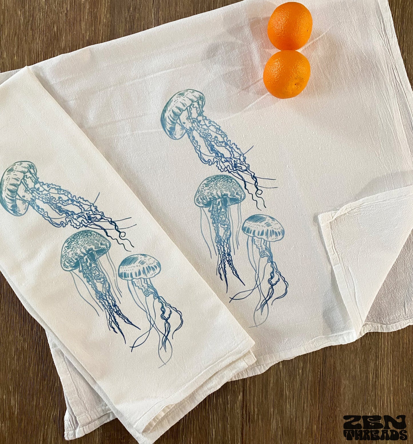 Jellyfish Large Flour Sack Towel Bar Kitchen Gift Organic Natural Cotton tea towel gift