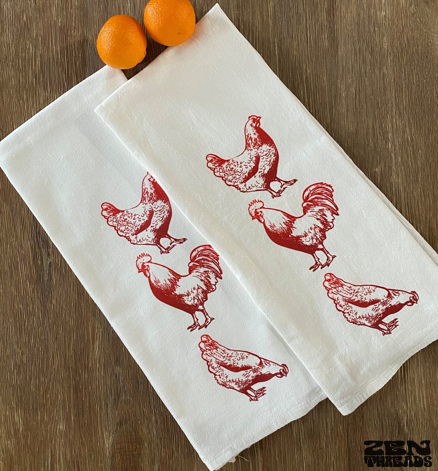 Roosters Large Flour Sack Towel birds Bar Kitchen Gift Organic Natural Cotton tea towel gift