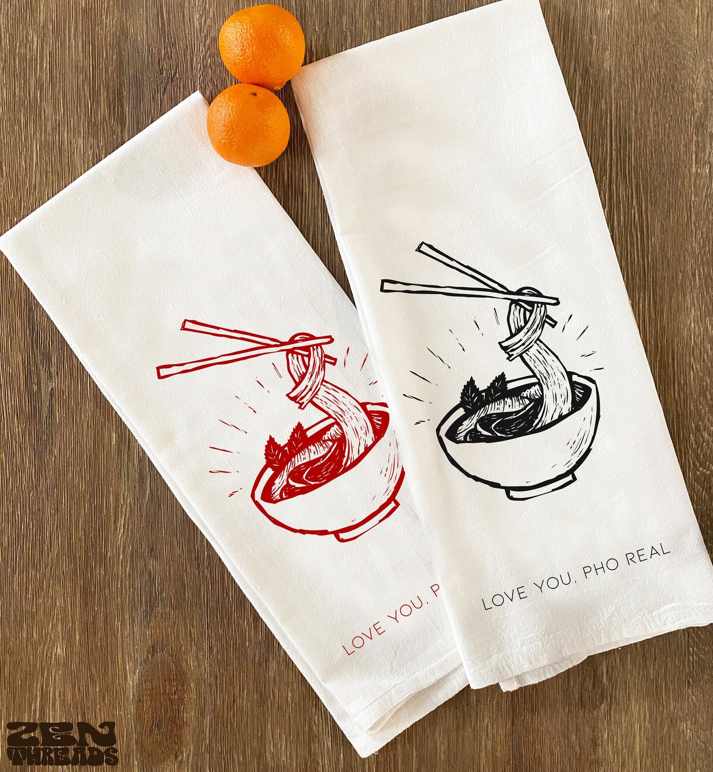 Flour Sack Kitchen Towels Love You PHO Real 28x33 Flour Sack Bar Natural Cotton tea towel gift funny tea towel