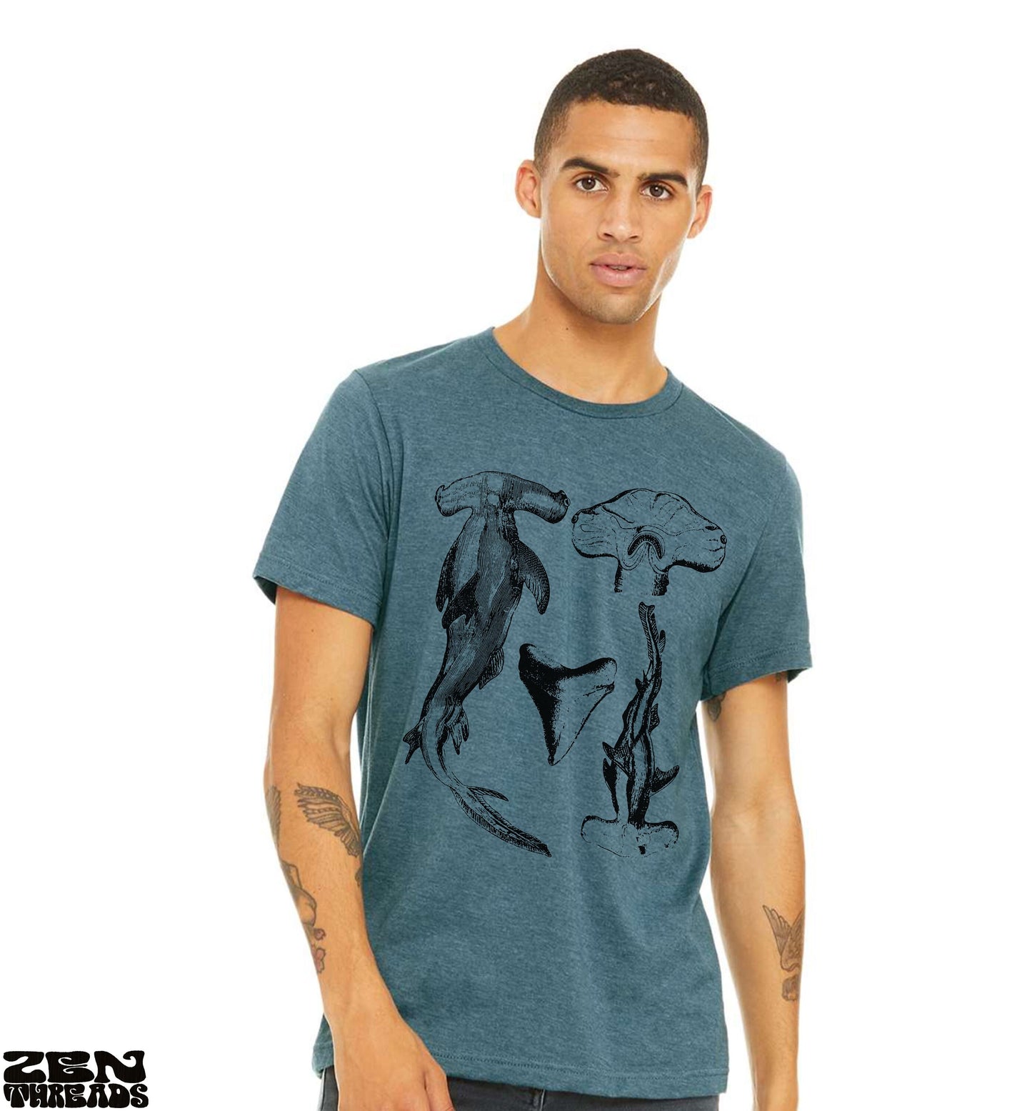Hammerhead Sharks unisex mens women's Bella canvas T Shirt custom printed tee tooth ocean wear beach apparel coastal them California Hawaii