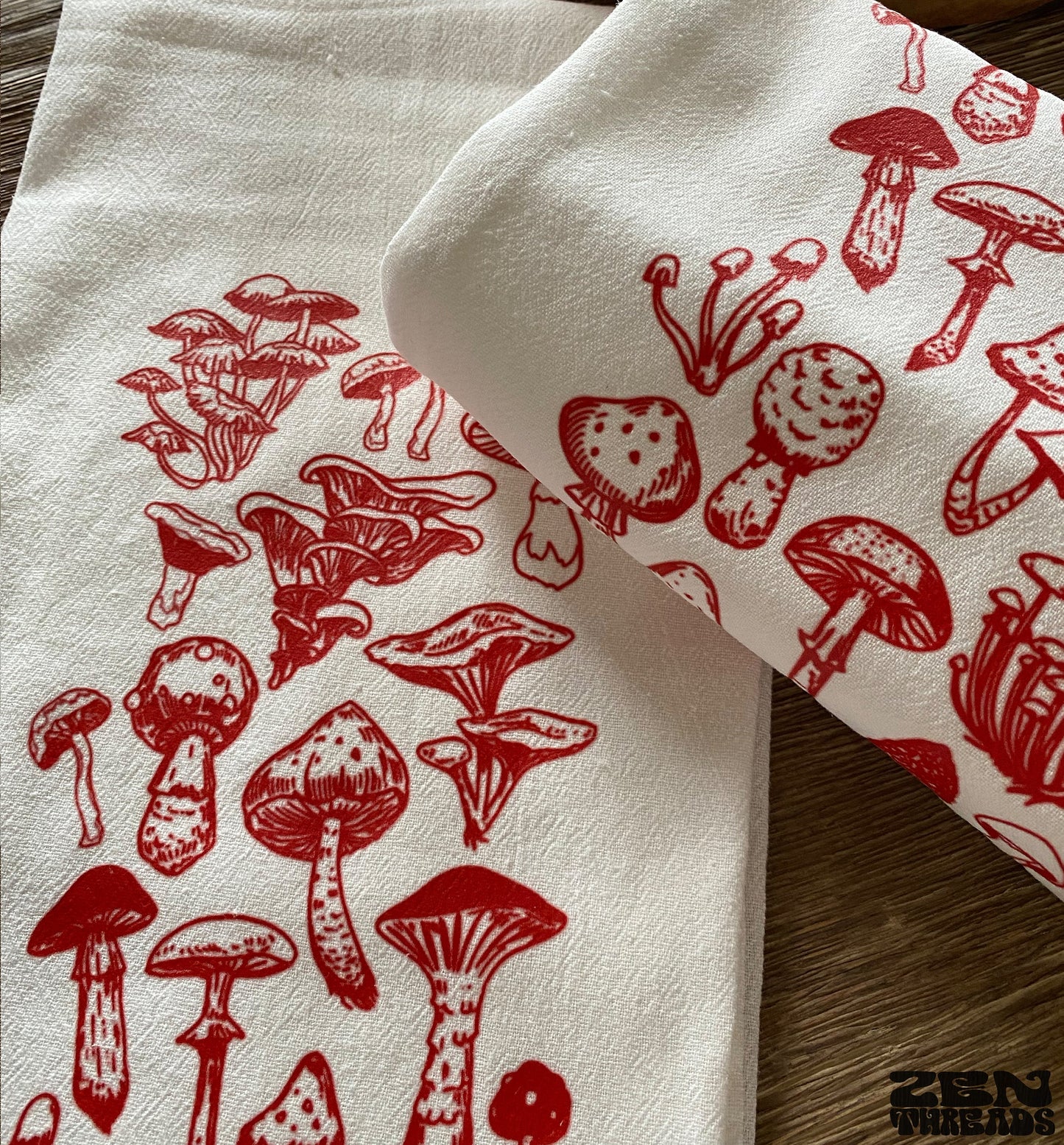 Red Mushrooms Large Flour Sack Towel Fungi Bar Kitchen Gift Organic Natural Cotton tea towel gift