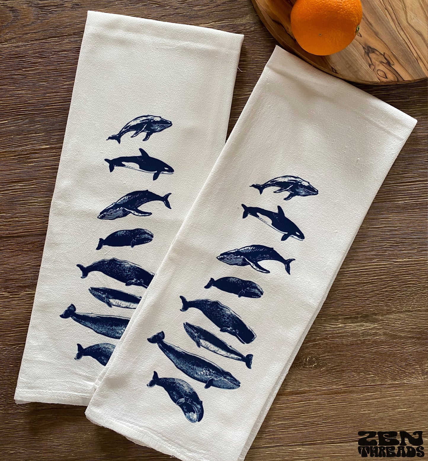 WHALES CollectionFlour Sack Kitchen Towels Flour Sack Bar Towels Natural Cotton tea towel gift