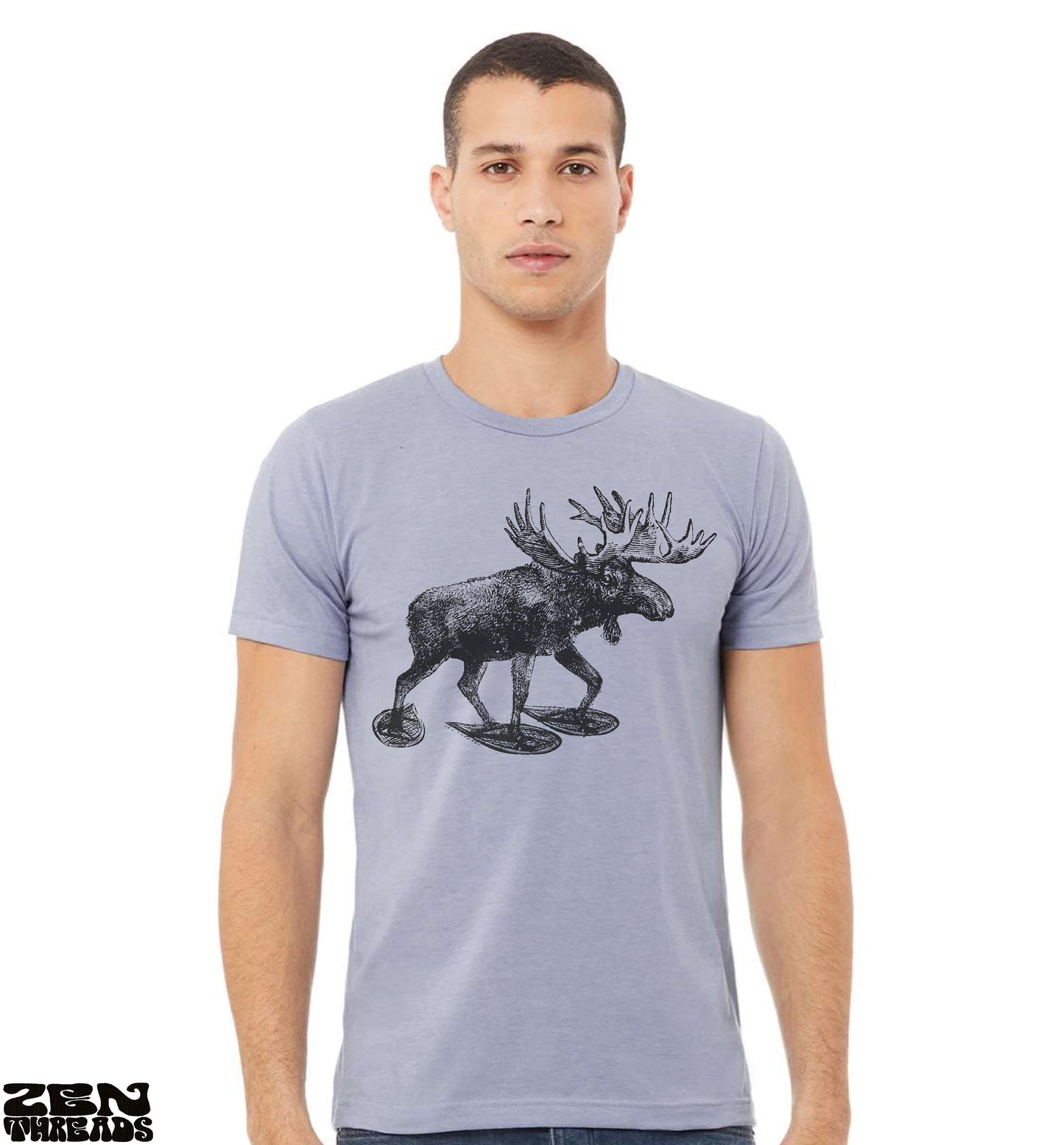 MOOSE (in Snow Shoes) Unisex t shirt Bella Canvas printed tee elk maine new hampshire vermont mountains forest snowshoe funny animal shirt