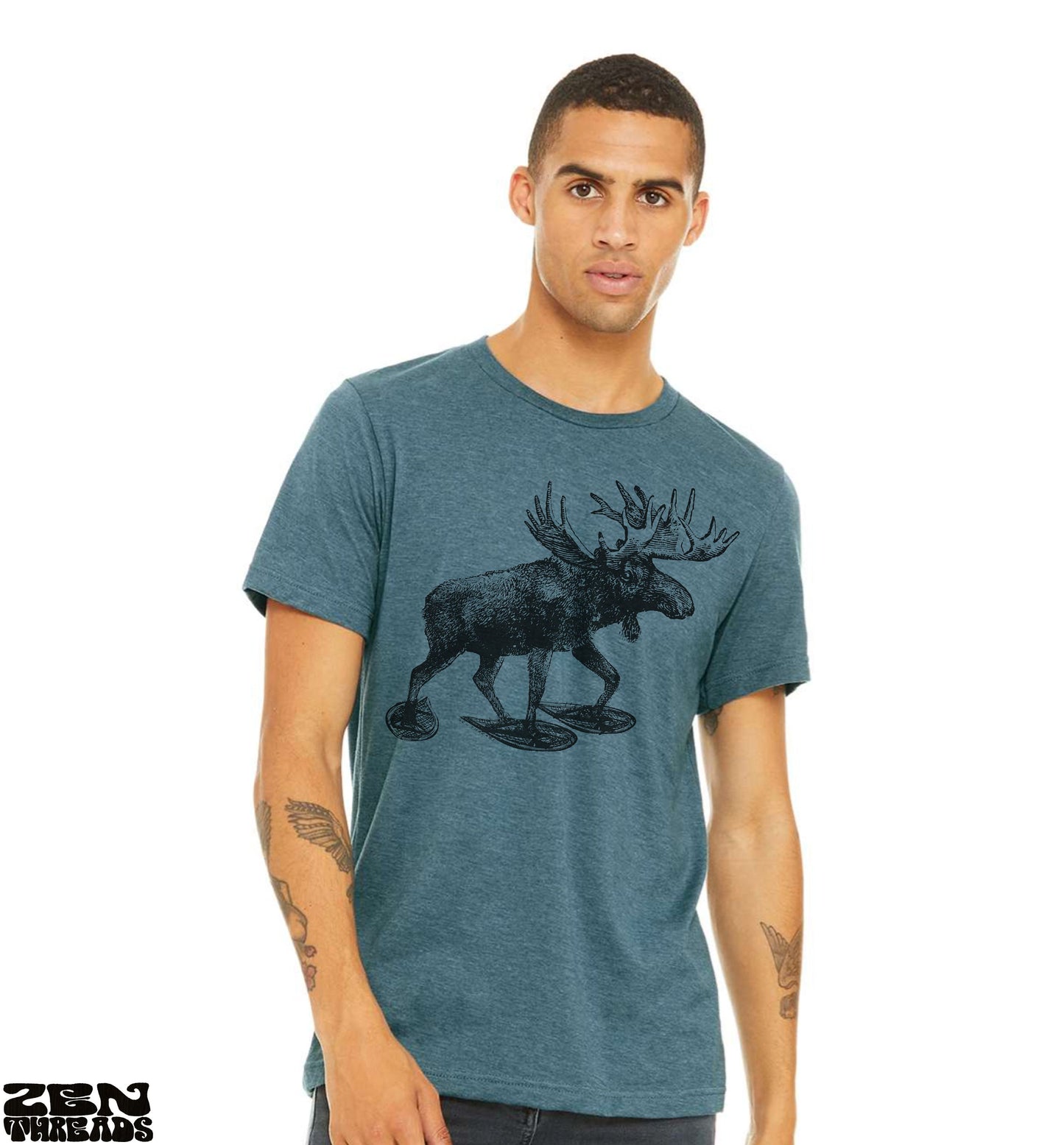 MOOSE (in Snow Shoes) Unisex t shirt Bella Canvas printed tee elk maine new hampshire vermont mountains forest snowshoe funny animal shirt