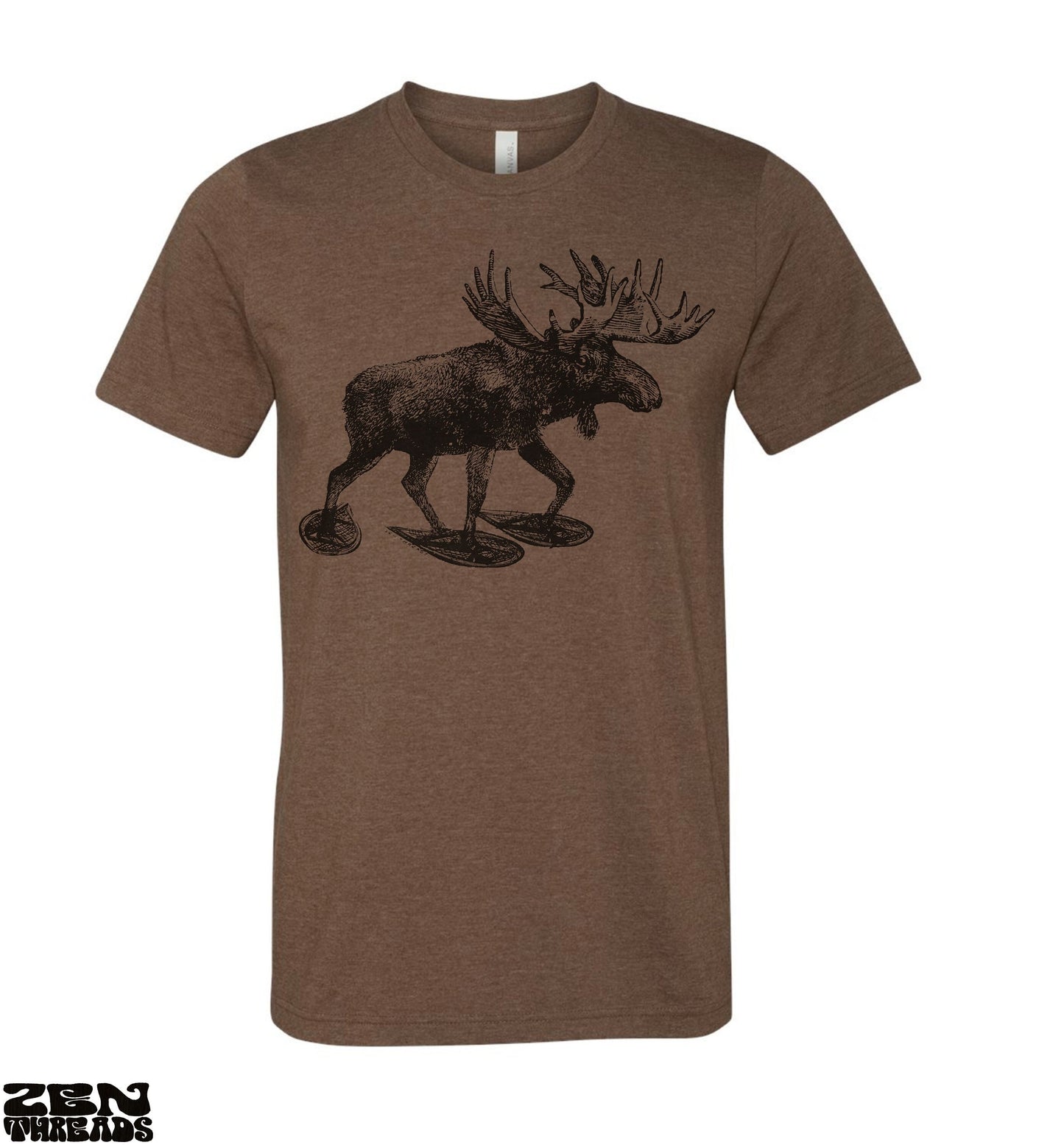 MOOSE (in Snow Shoes) Unisex t shirt Bella Canvas printed tee elk maine new hampshire vermont mountains forest snowshoe funny animal shirt