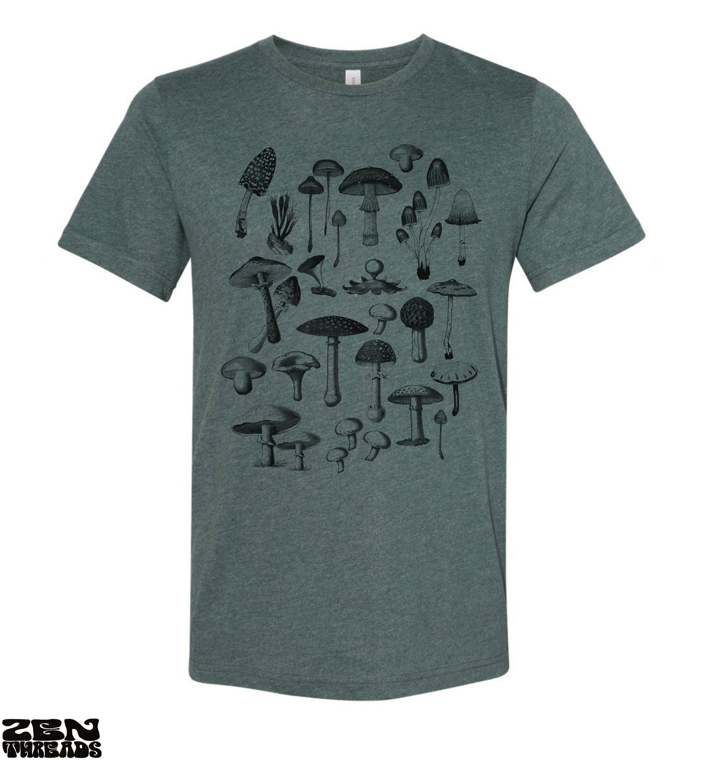 FUNGI Mushroom Collection Unisex mens women's T Shirt custom color printed tee shrooms mix gardening tee gardener foraging hiking gift