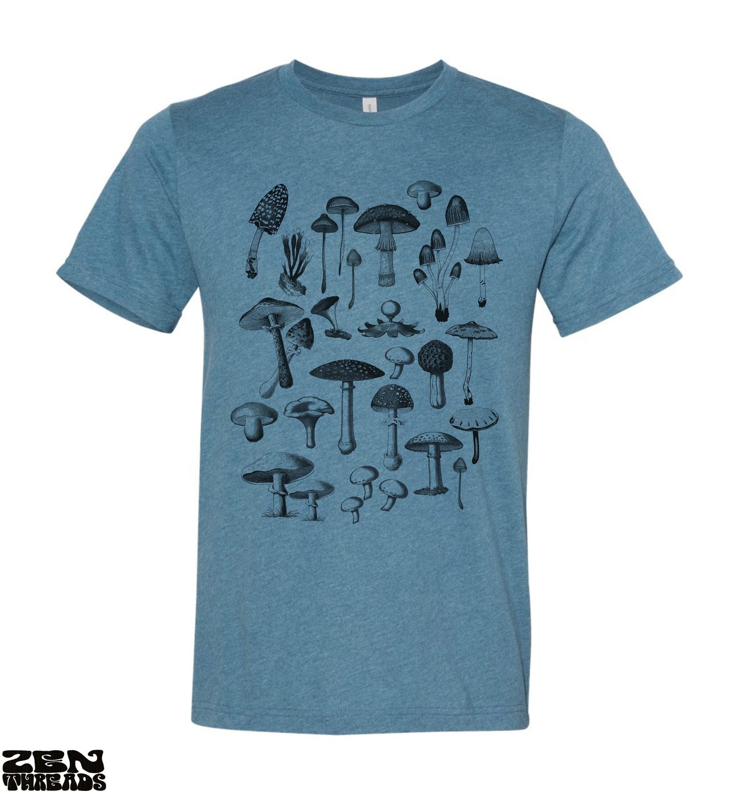 FUNGI Mushroom Collection Unisex mens women's T Shirt custom color printed tee shrooms mix gardening tee gardener foraging hiking gift