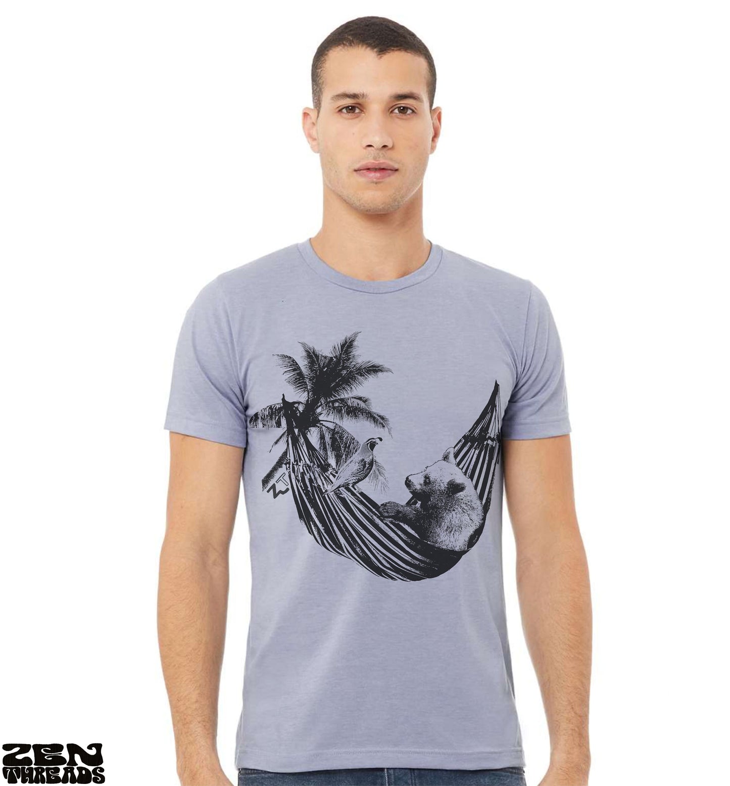 HAMMOCK BEAR Unisex Bella Canvas mens women's beach vacation vibes shirt custom color printed Zen Threads tee travel relaxation fathers day