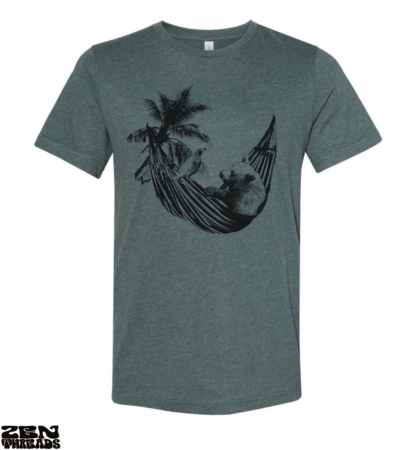 HAMMOCK BEAR Unisex Bella Canvas mens women's beach vacation vibes shirt custom color printed Zen Threads tee travel relaxation fathers day