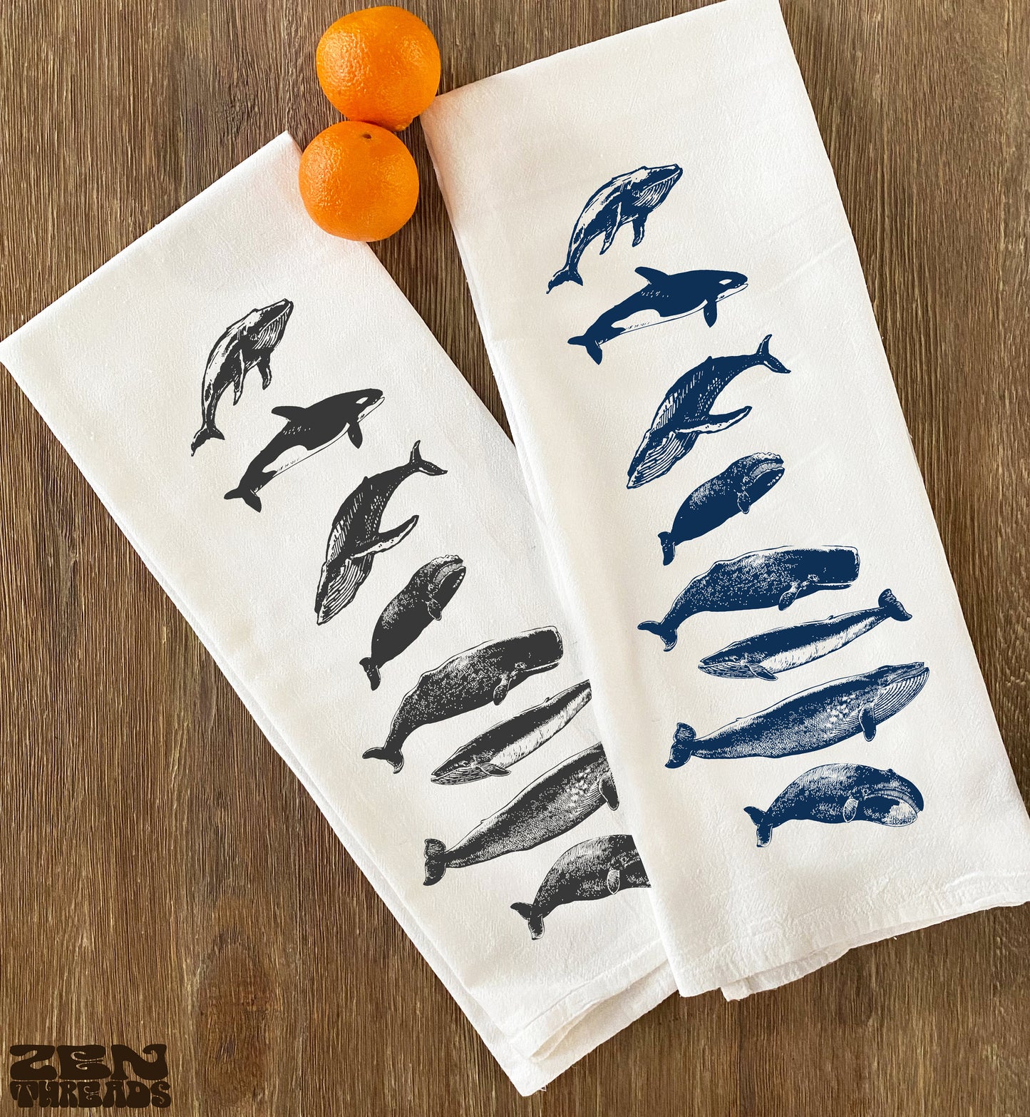 WHALES CollectionFlour Sack Kitchen Towels Flour Sack Bar Towels Natural Cotton tea towel gift