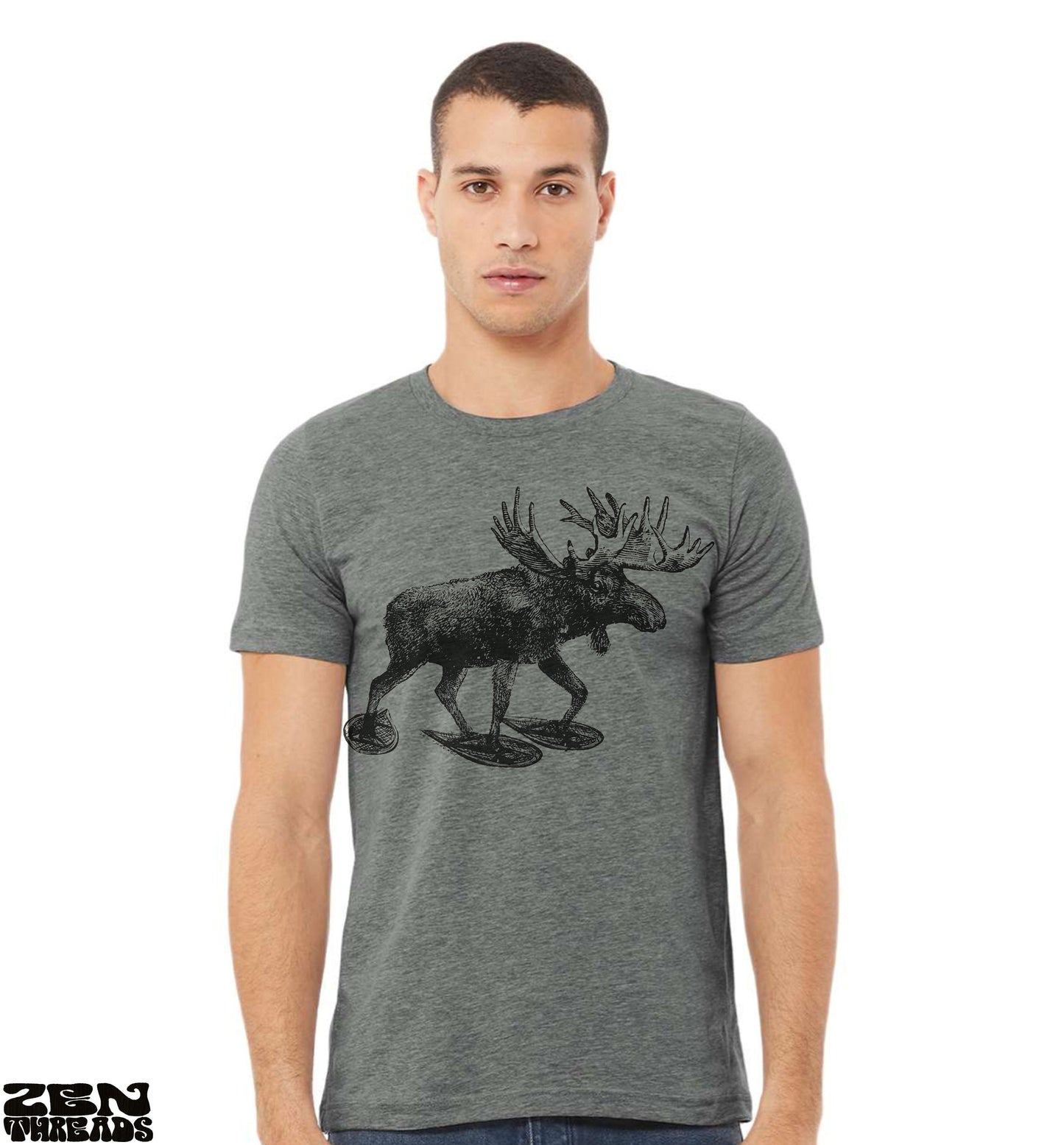 MOOSE (in Snow Shoes) Unisex t shirt Bella Canvas printed tee elk maine new hampshire vermont mountains forest snowshoe funny animal shirt
