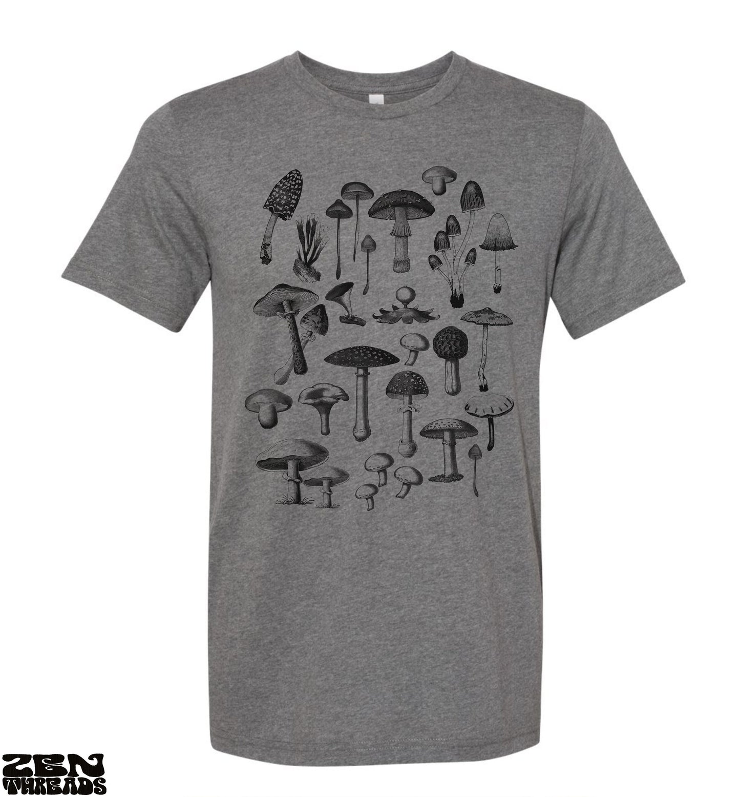 FUNGI Mushroom Collection Unisex mens women's T Shirt custom color printed tee shrooms mix gardening tee gardener foraging hiking gift