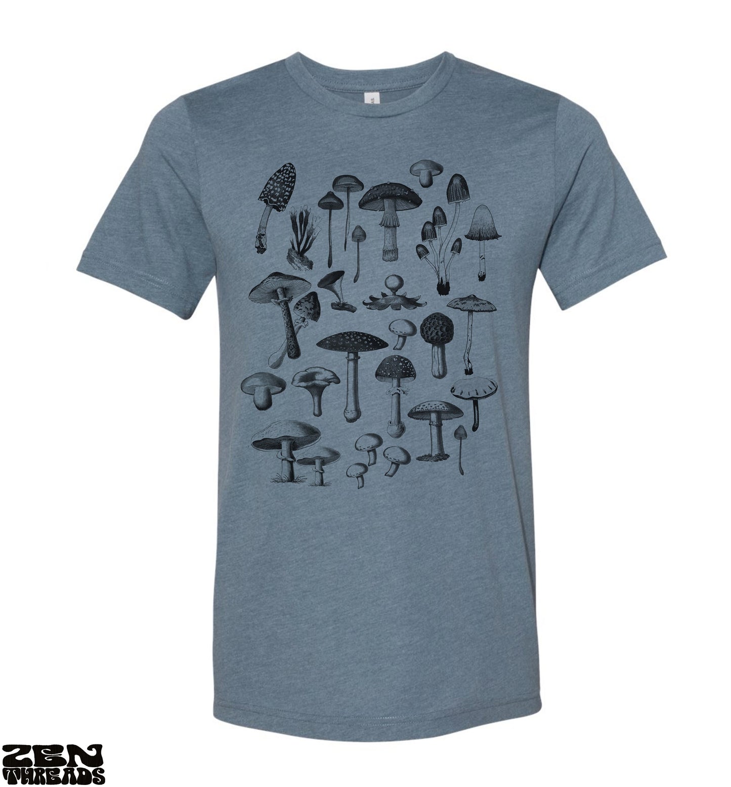 FUNGI Mushroom Collection Unisex mens women's T Shirt custom color printed tee shrooms mix gardening tee gardener foraging hiking gift