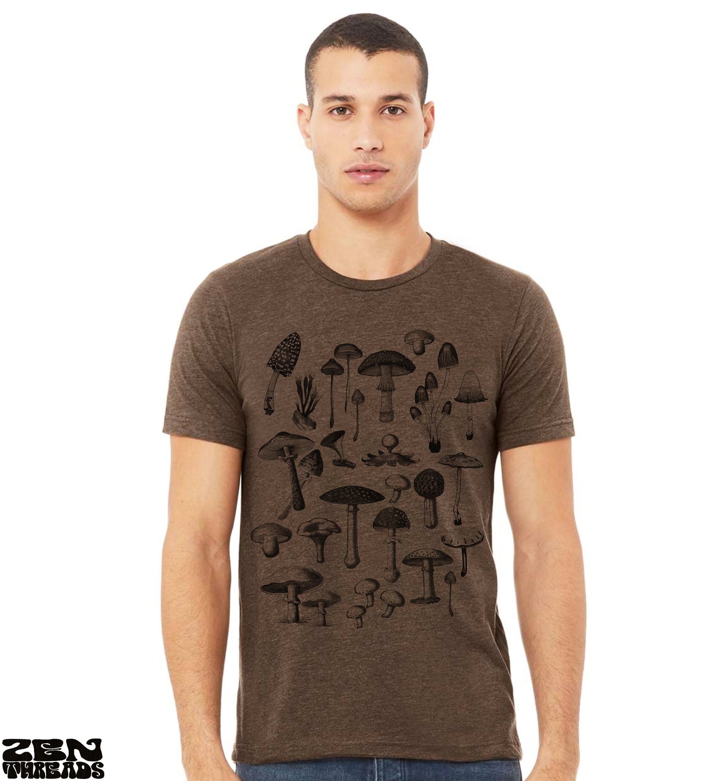 FUNGI Mushroom Collection Unisex mens women's T Shirt custom color printed tee shrooms mix gardening tee gardener foraging hiking gift