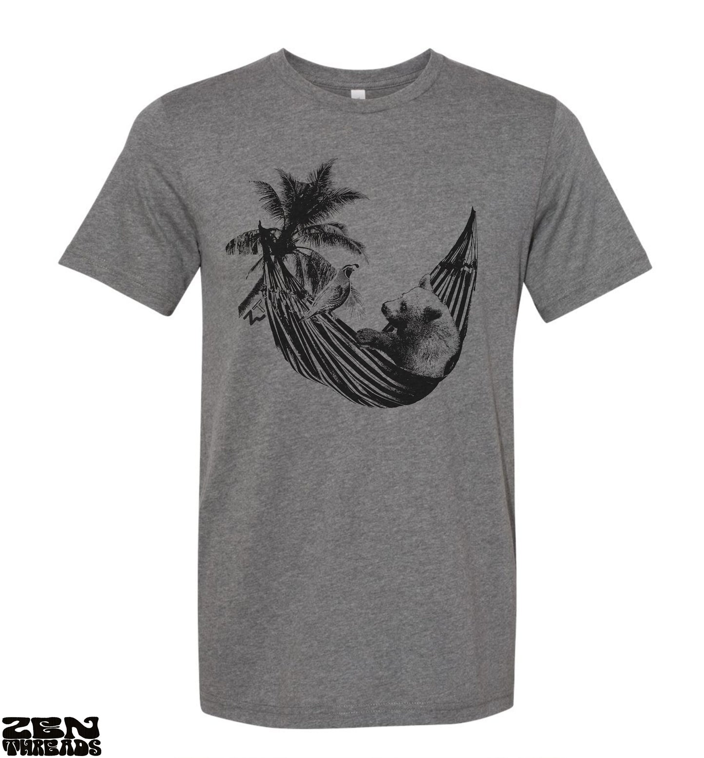 HAMMOCK BEAR Unisex Bella Canvas mens women's beach vacation vibes shirt custom color printed Zen Threads tee travel relaxation fathers day