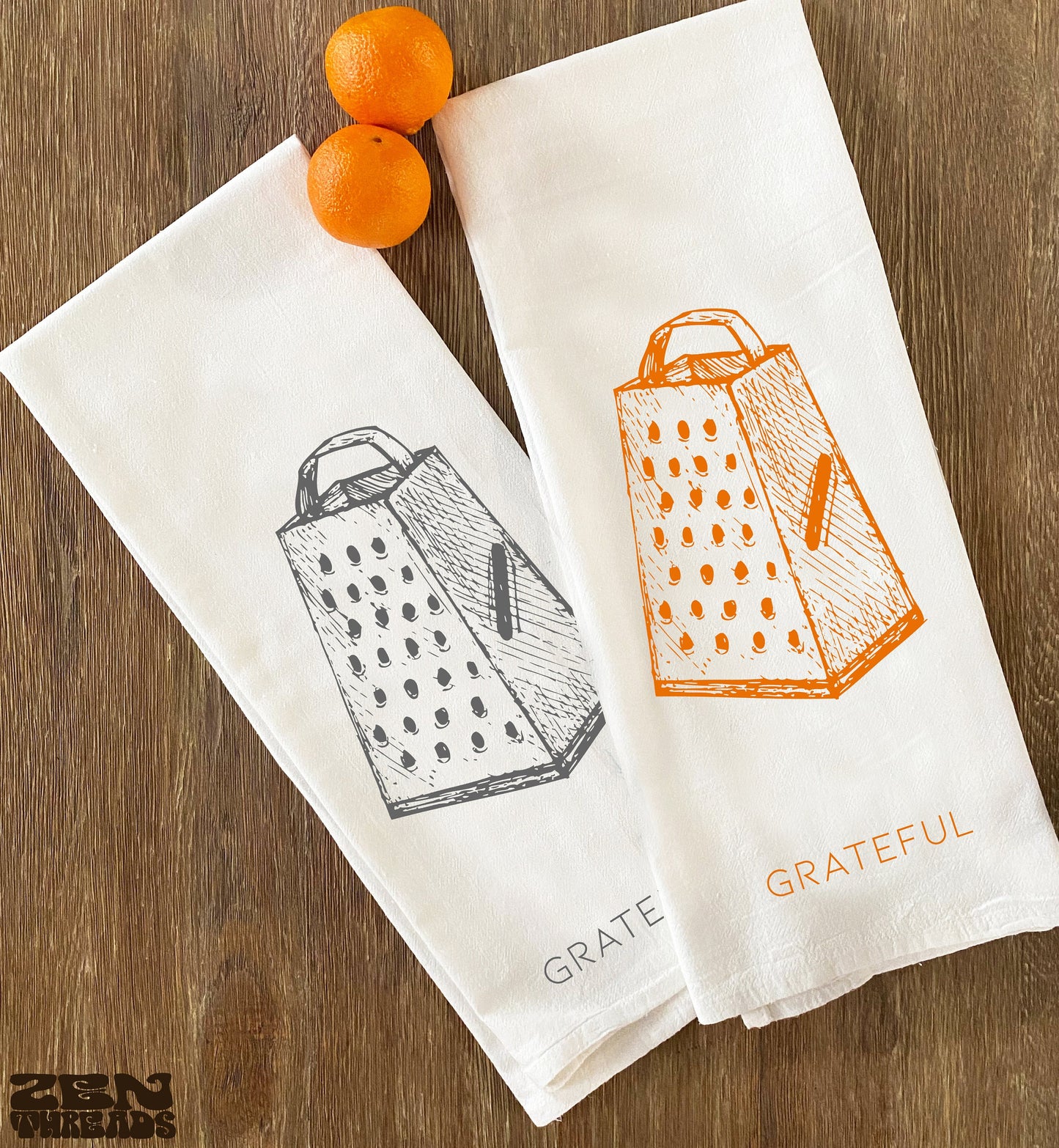 GRATEFUL Flour Sack Kitchen Towels Cheese Grater 28x33 Flour Sack Bar Natural Cotton tea towel gift