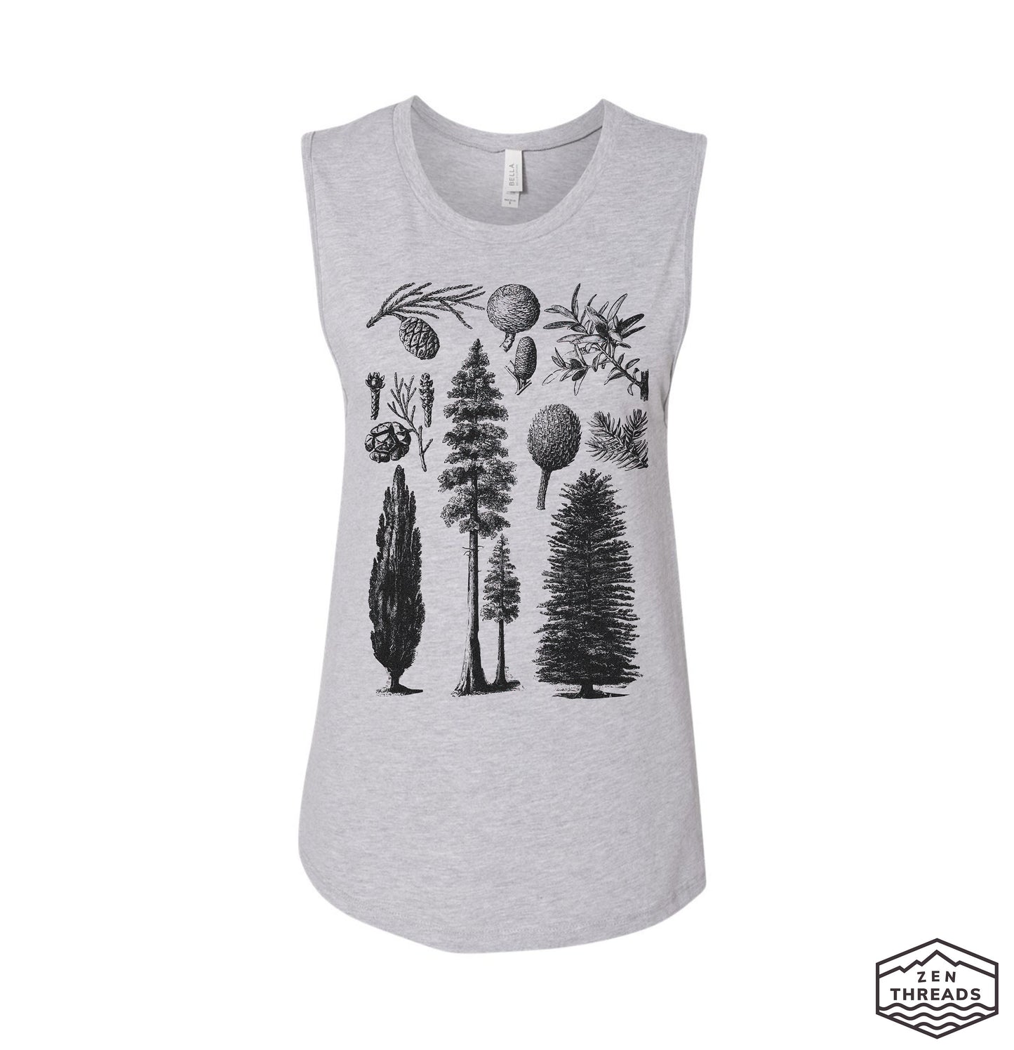 Womens PINES Muscle Tank workout fitness tee Pine Trees Nature Lover Hiking t-shirt redwoods forest camping outdoors yoga gym sleeveless top