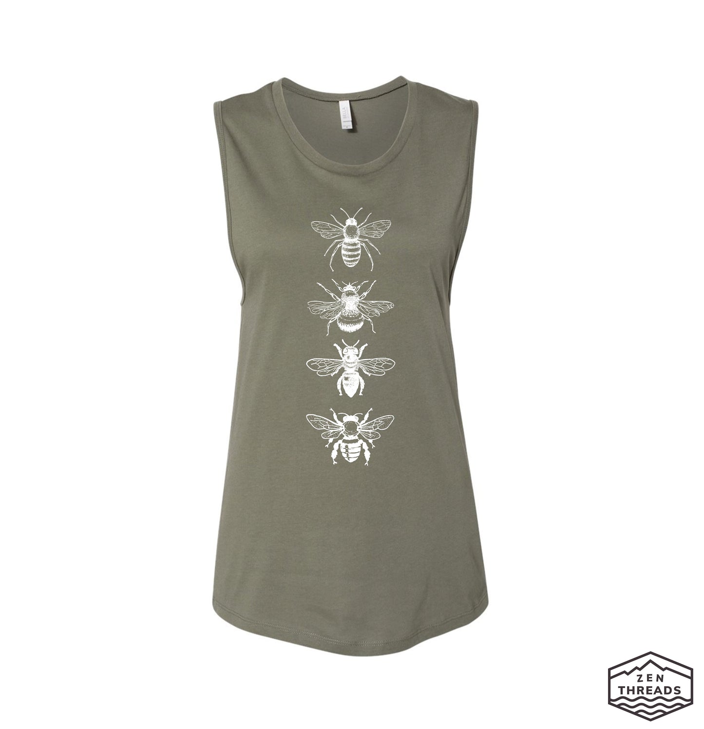 Womens BEES Flowy Muscle Tank workout fitness tee Insect hornet honey Nature Lover beekeeper t-shirt