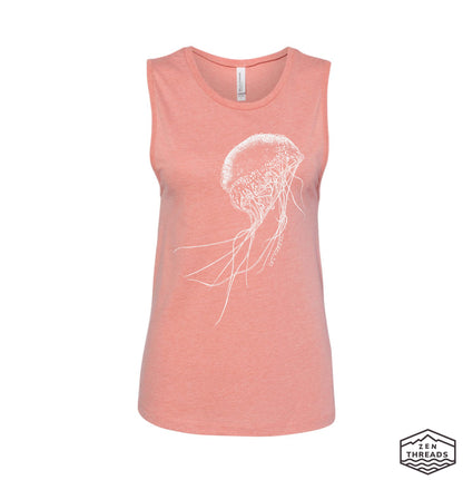 Womens JELLYFISH Muscle Tank workout fitness tee ocean lover jelly fish squid top t-shirt octopus beach wear apparel sea life