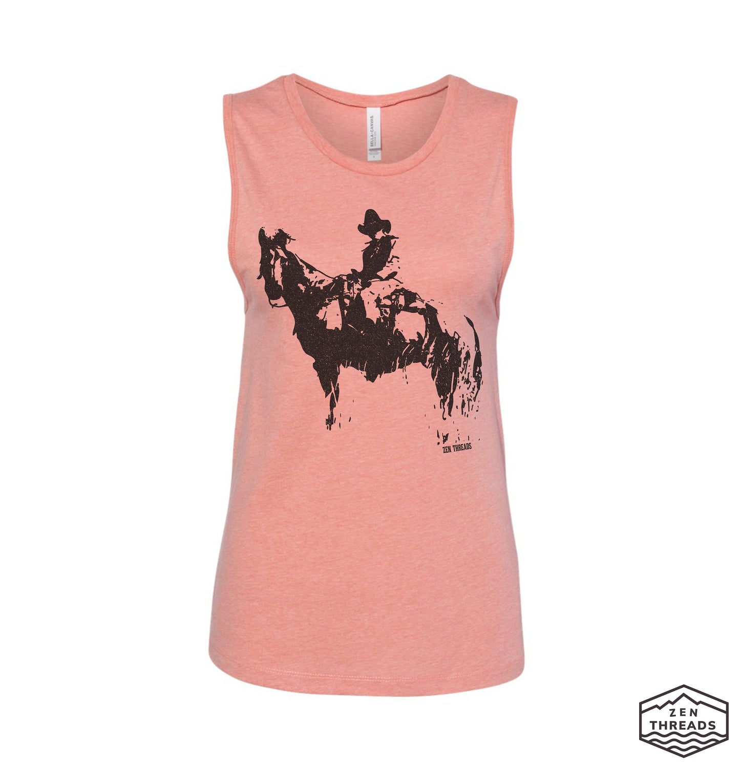 Womens COWBOY and HORSE Muscle Tank workout fitness tee western theme top t-shirt texas wrangler desert Yellowstone western wear