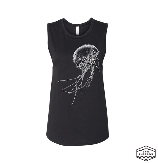Womens JELLYFISH Muscle Tank workout fitness tee ocean lover jelly fish squid top t-shirt octopus beach wear apparel sea life