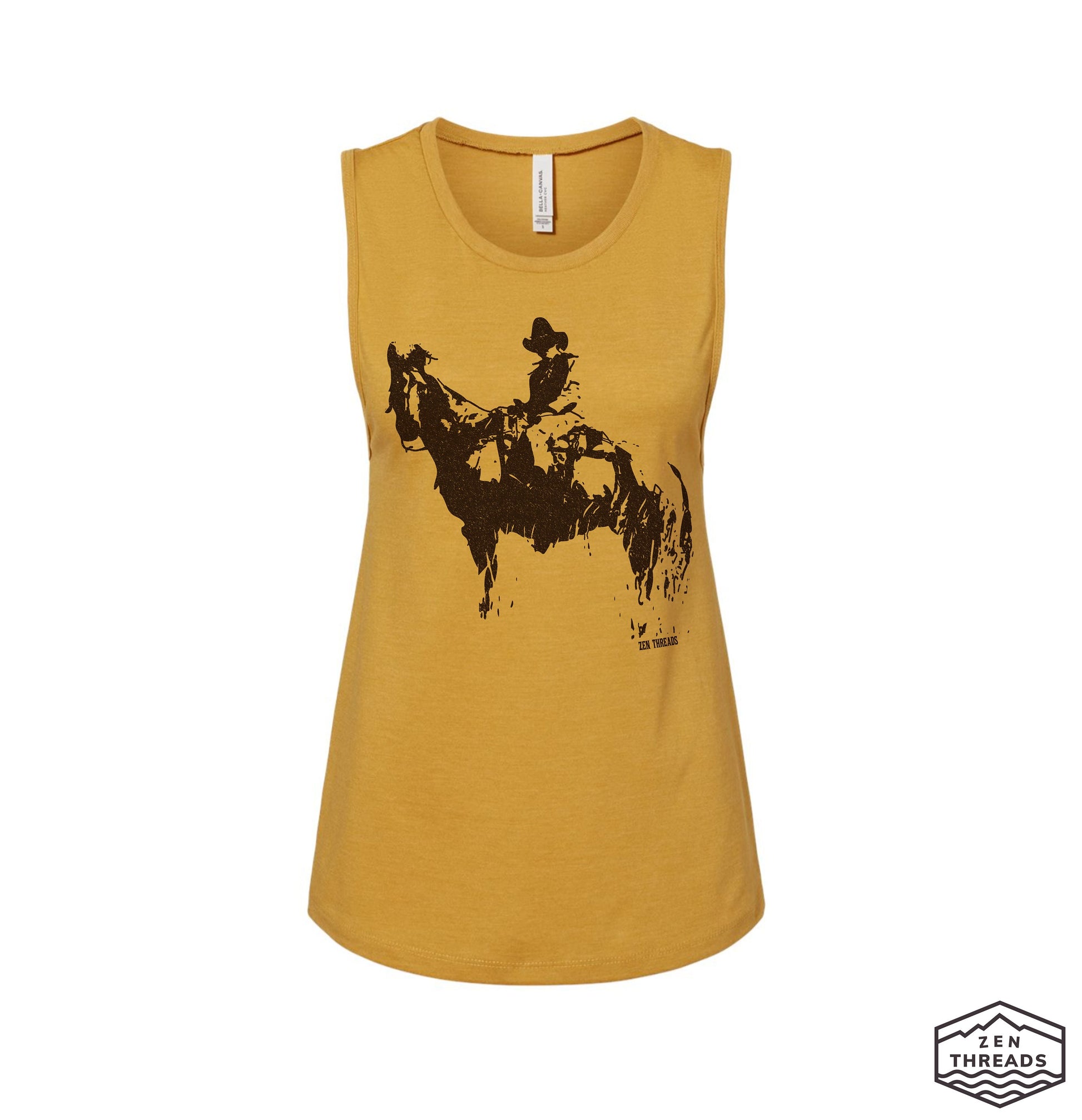 Womens COWBOY and HORSE Muscle Tank workout fitness tee western theme top t-shirt texas wrangler desert Yellowstone western wear