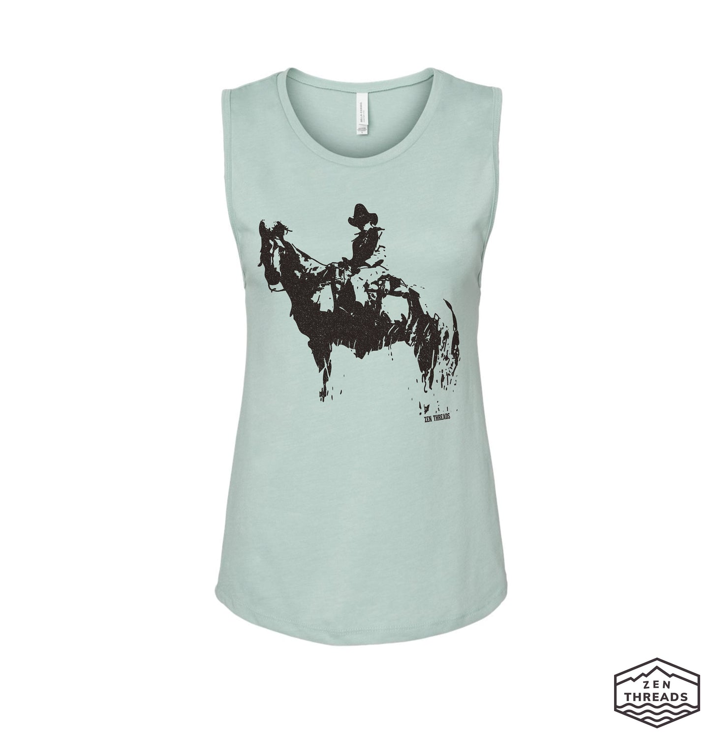 Womens COWBOY and HORSE Muscle Tank workout fitness tee western theme top t-shirt texas wrangler desert Yellowstone western wear