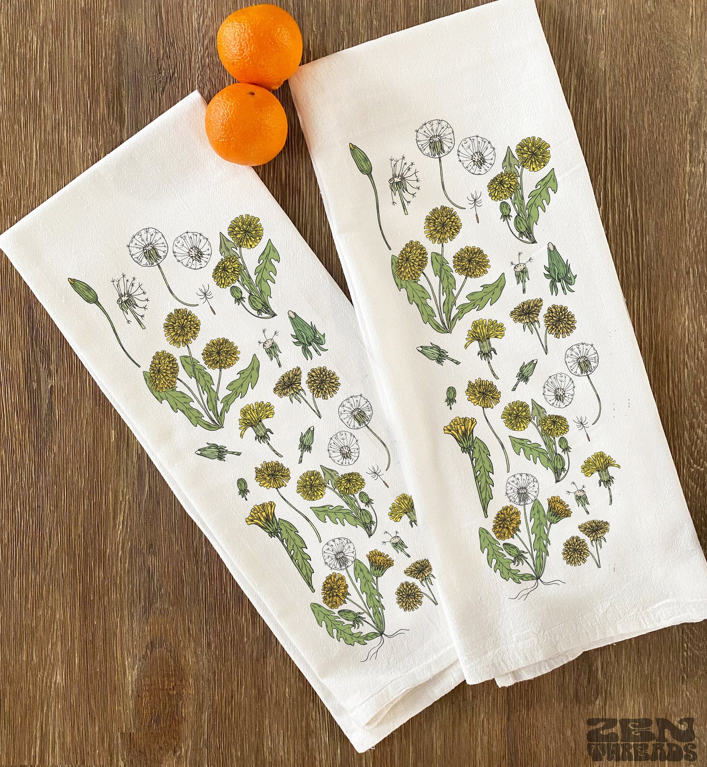 Dandelions Large 22x36" Flour Sack Towel Summer Bar Kitchen Gift Organic Natural Cotton tea towel gift idea housewarming party hostess