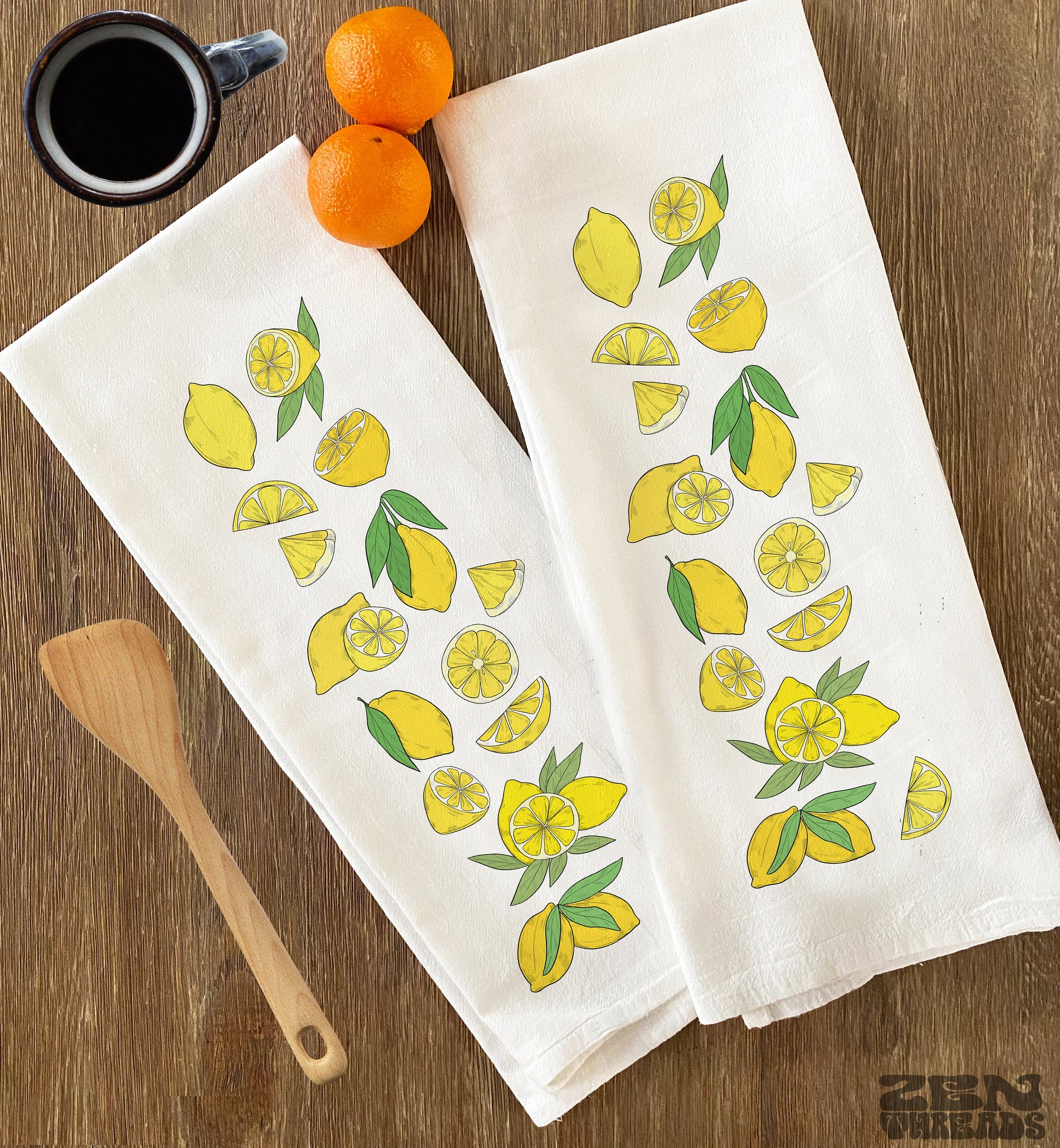 Spring Lemons Large 22x36" Flour Sack Towel Bar Kitchen Gift Organic Natural Cotton tea towel gift idea housewarming party hostess