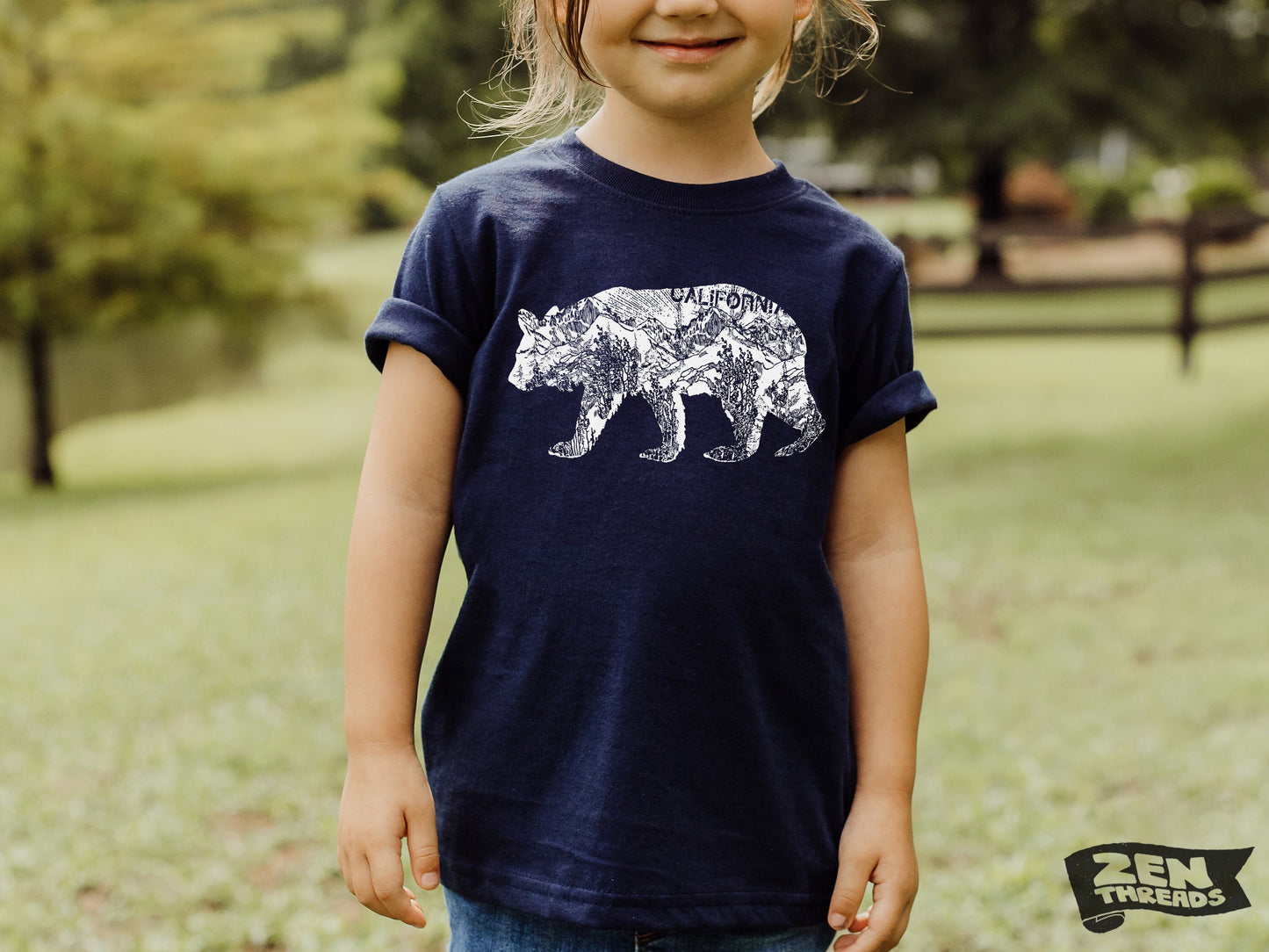 Kids California BEAR Premium vintage soft Tee T-Shirt Fine Jersey T-Shirt (+Colors) Zen Threads toddler youth cali beach travel west coast