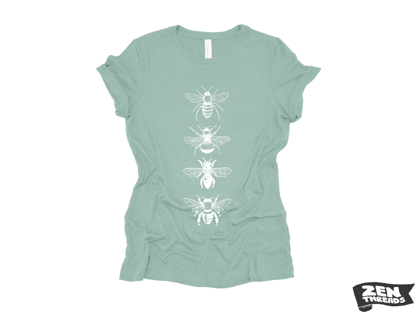 Womens BEES stack boyfriend fir relaxed jersey crew neck T-shirt Zen Threads + Bella Canvas 6400 beekeeper apiarist honey